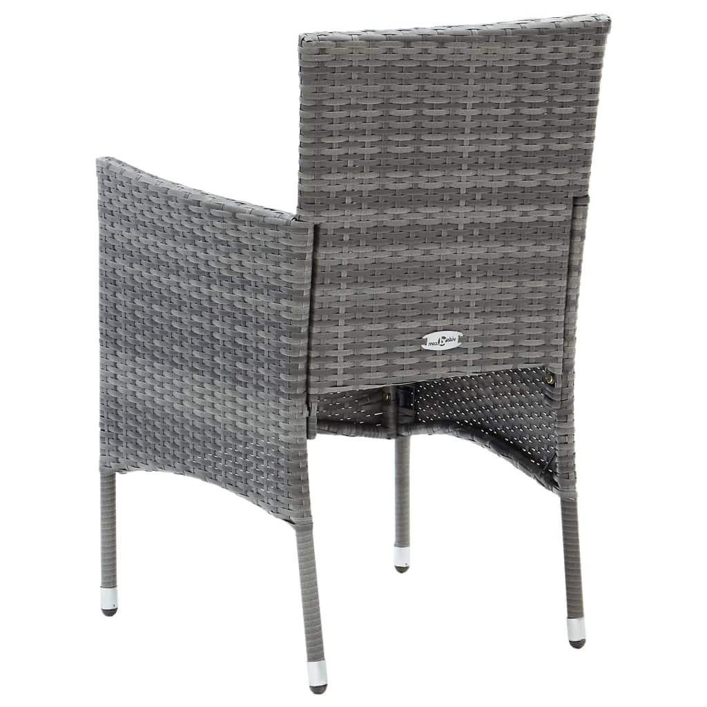 4-Piece Gray Poly Rattan Patio Dining Chairs Set with Cushions - Outdoor Garden Furniture for Backyard, Poolside & Terrace Dining