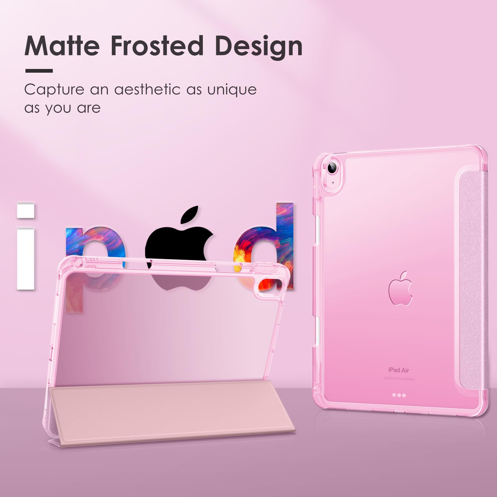 VIKESI iPad Case for iPad A16 11-inch (2025) & 10th Gen 10.9-inch (2022) - Slim Matte Hard Back with Soft TPU Frame, Pencil Holder & Auto Sleep/Wake Cover - Pink | Perfect for Work, School & Travel Protection