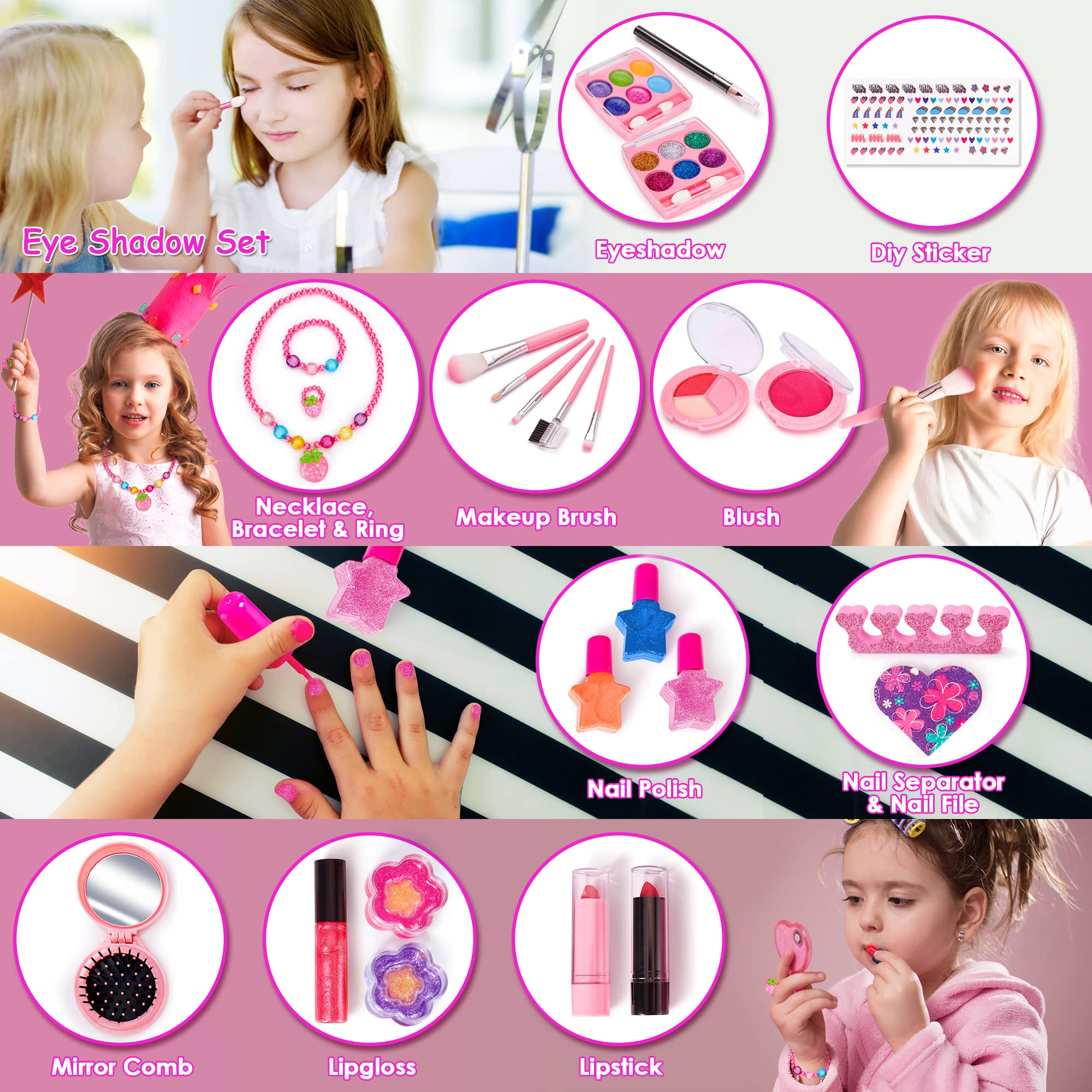 Chennyfun 25-Piece Kids Makeup Set - Washable Toy for Girls | Birthday Gift