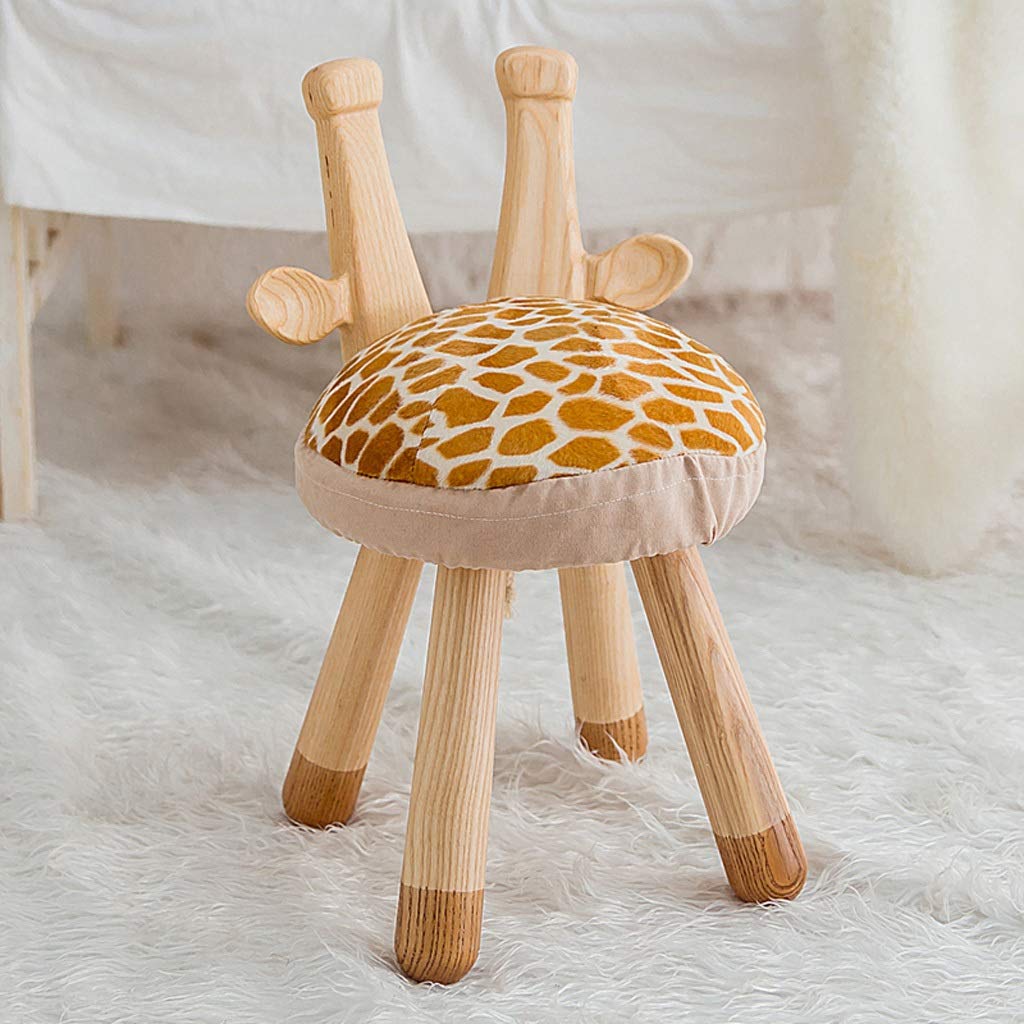Cartoon Giraffe Stool - Nordic Solid Wood Children's Footrest Ottoman with Storage, Kids Room Decor & Baby Gift (Includes Free Socks) - Perfect for Nursery, Playroom & Cozy Living Spaces