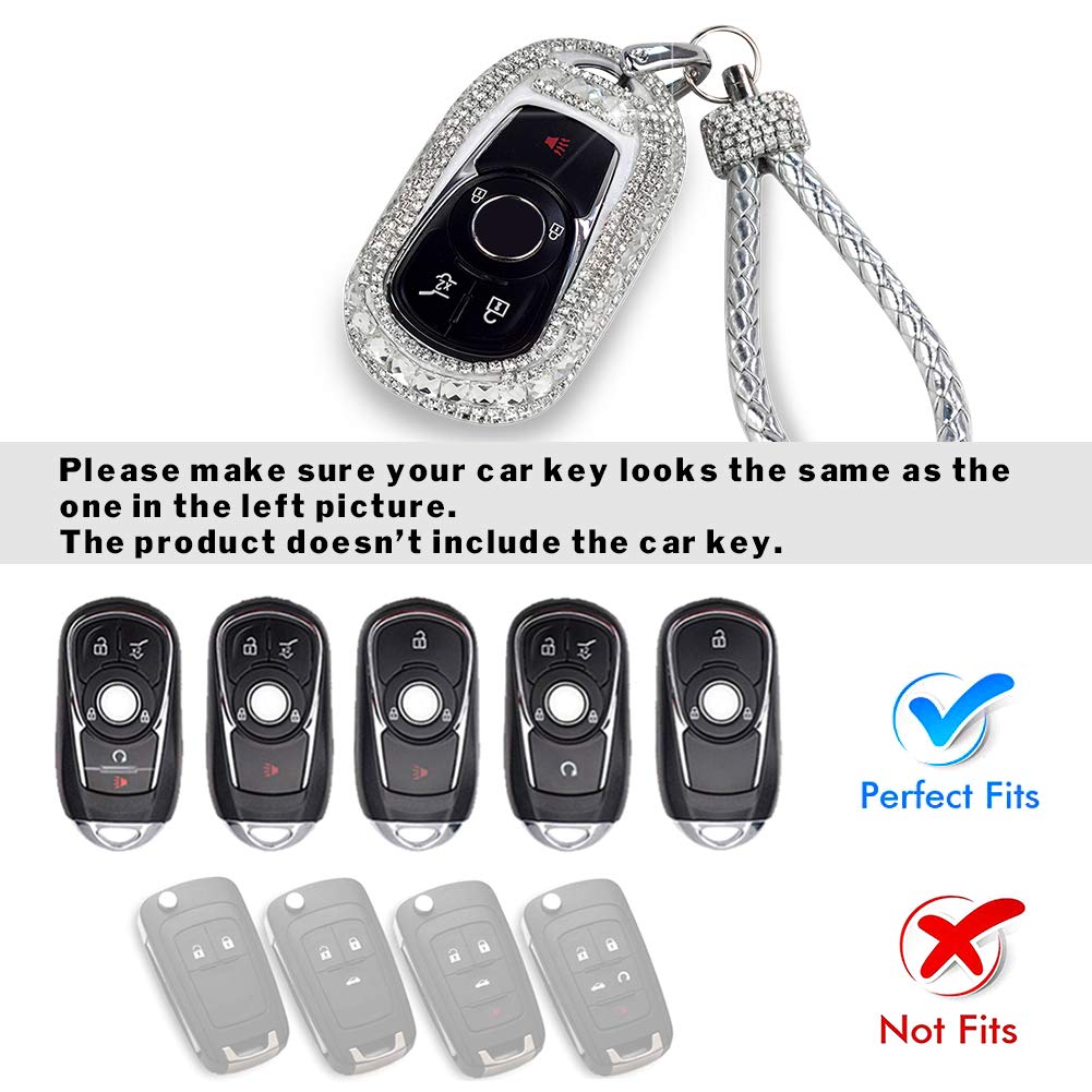 Stylish Rhinestone Car Key Cover for Buick Verano Regal LaCrosse Encore Envision Enclave GL8 (2015-2019) - Bling Key Fob Protector with Keychain | Perfect for Women's Accessories & Keyless Entry Remote Protection