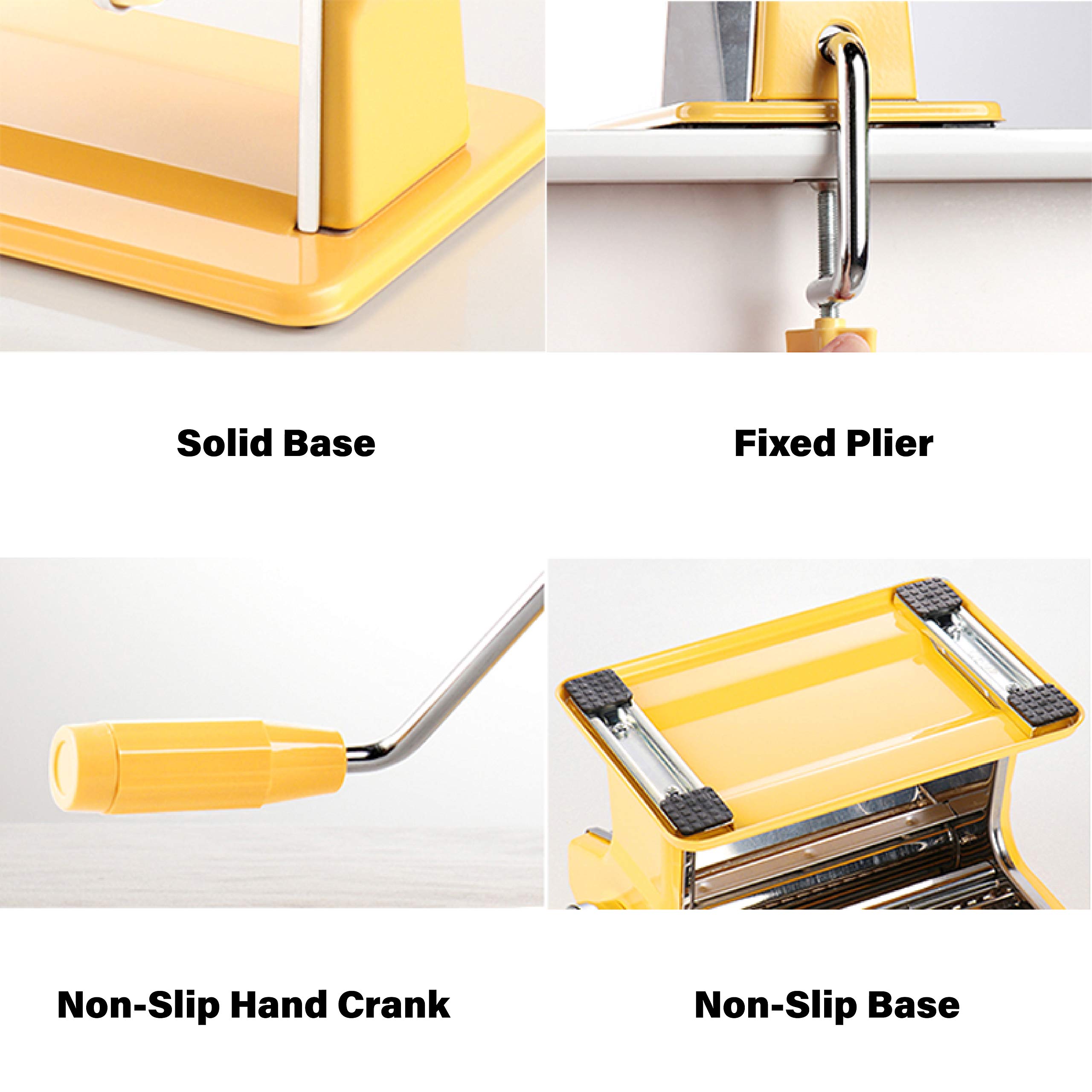 Elabo Stainless Steel Pasta Maker Machine - 7 Adjustable Thickness Settings with Hand Crank for Homemade Spaghetti, Fettuccine, Lasagna & Dumpling Skins | Perfect for Italian Cuisine, Family Cooking & Restaurant Use