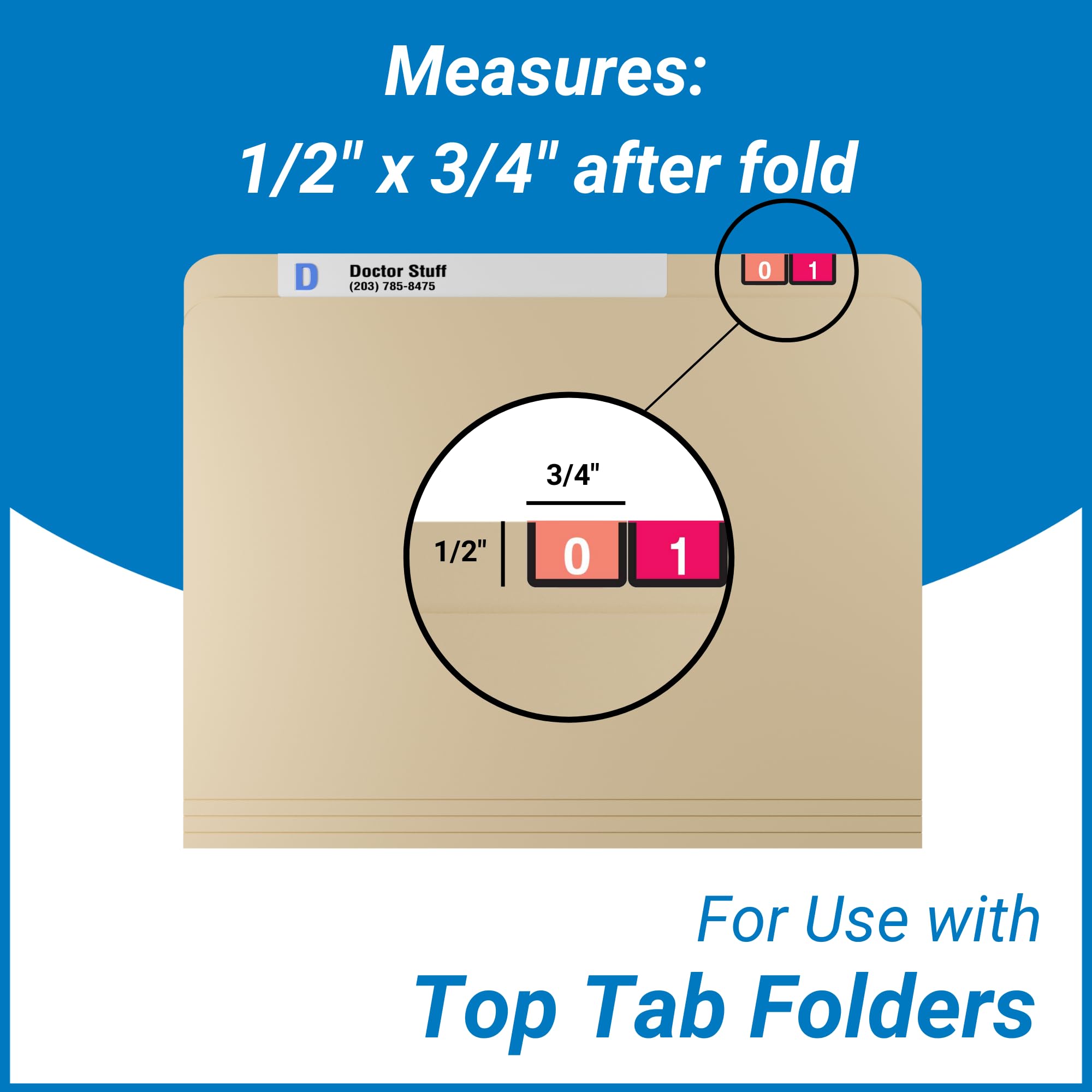 Doctor Stuff - File Folder Labels, Complete Set of Numbers 0-9, Tab Products 1306 Match - A1306 Series Chart Stickers, 1