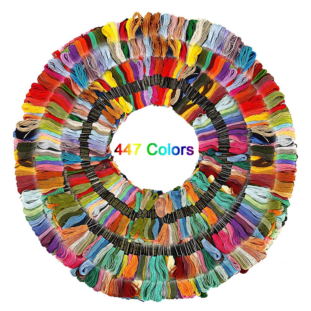 447 Color Embroidery Floss Cross Stitch Thread Kit - 8m Cotton Rainbow Color Palettes for DIY Bracelets, Friendship Bracelets, Scrapbooking & Handmade Crafts - Perfect for Cross Stitch, Embroidery, Sewing & DIY Projects