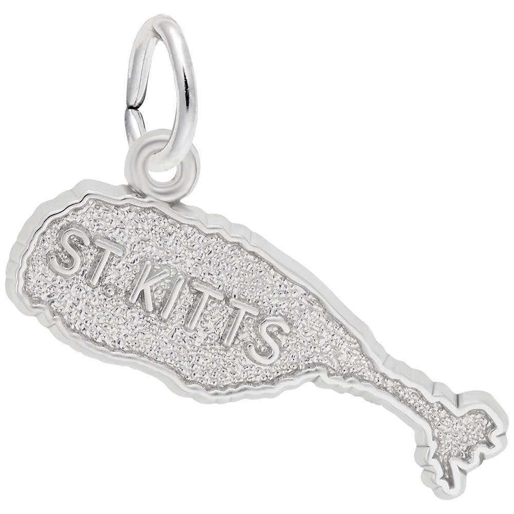 St. Kitts Map Charm - Sterling Silver Caribbean Island Pendant for Bracelets & Necklaces - Perfect for Travel Jewelry, Souvenirs & Gift Giving