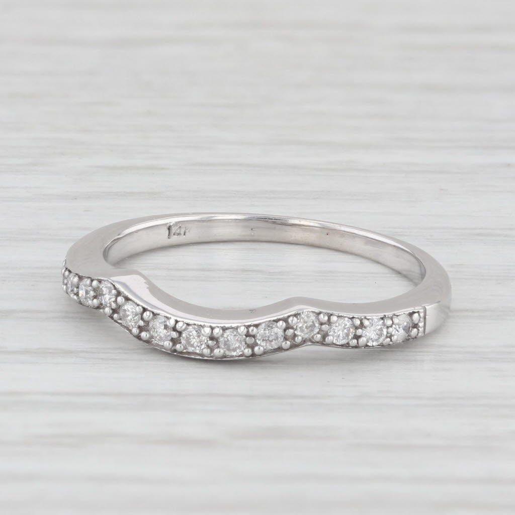 0.20ctw Diamond Wedding Band Ring - 14k White Gold Size 6.5 - Elegant Contoured Design for Bridal, Anniversary & Special Occasion Jewelry Gifts