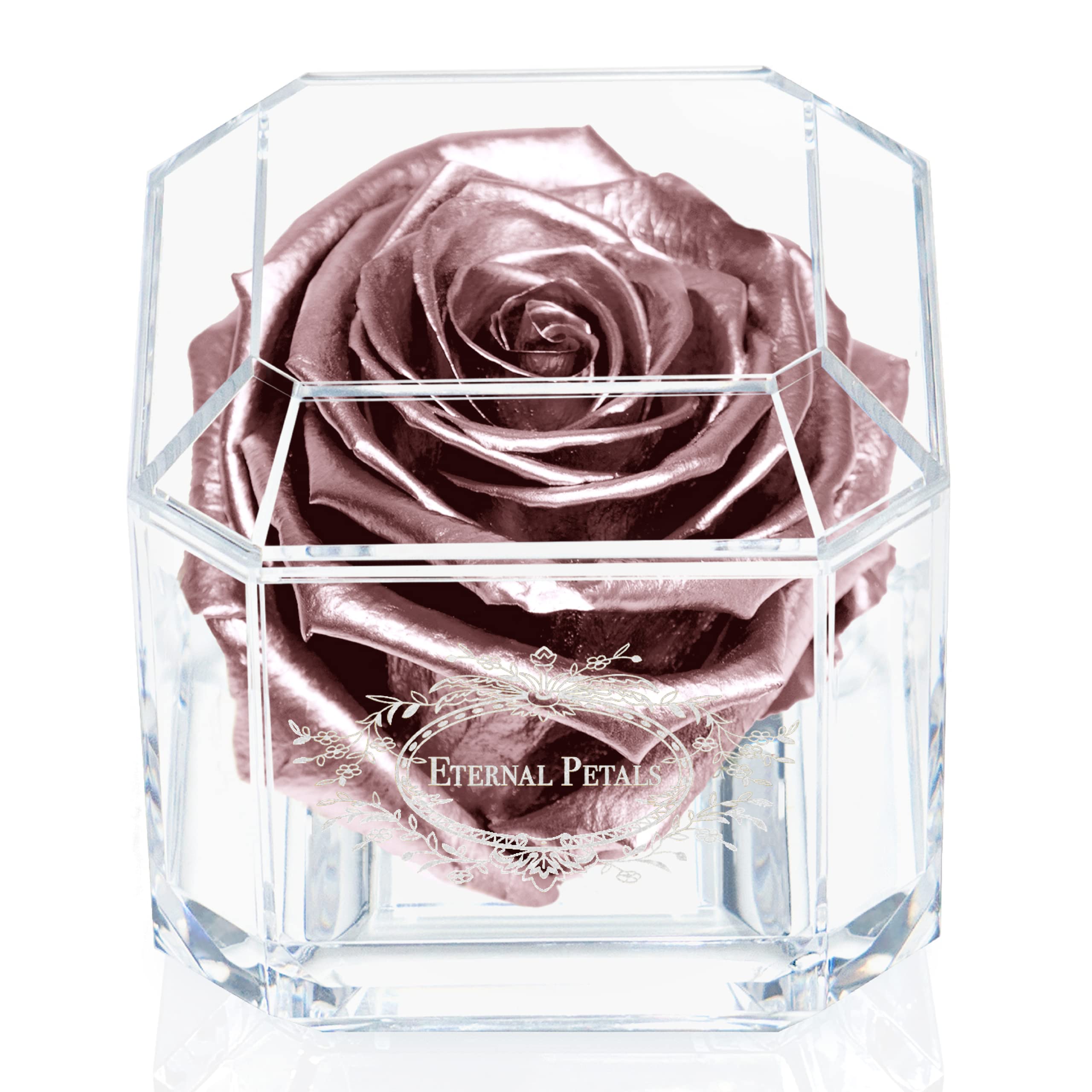 Real Rose That Lasts Over 1 Year - Handmade in London - 24K White Gold Plated Preserved Flower - Perfect for Anniversary Gifts, Wedding Decor & Romantic Home Decor