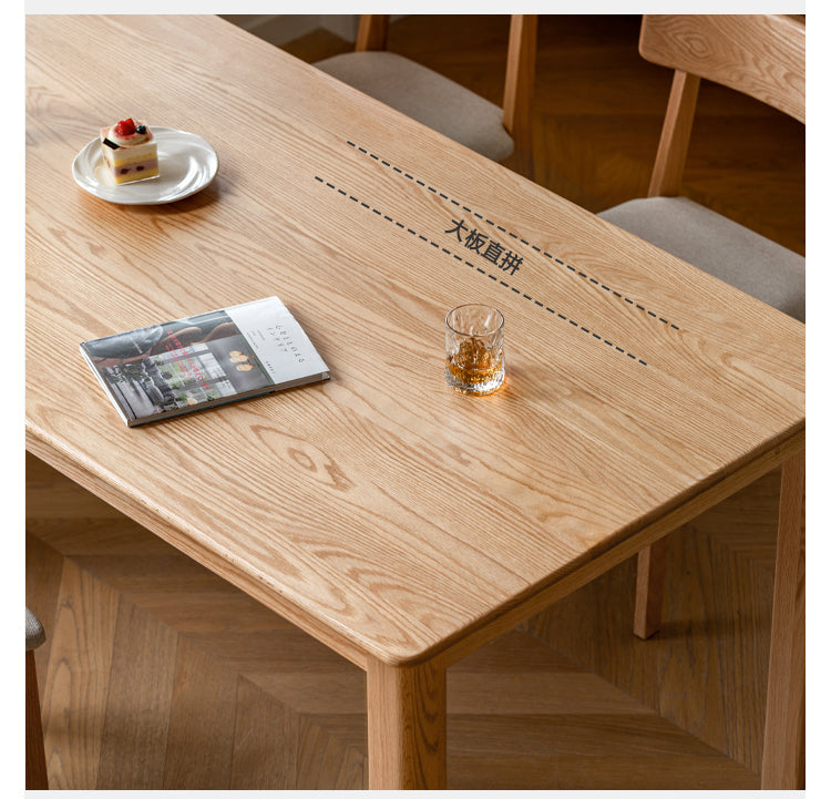 Solid Oak Wood Modern Dining Table - 6 Seater Rustic Farmhouse Style for Kitchen & Dining Room - Perfect for Family Gatherings & Dinner Parties