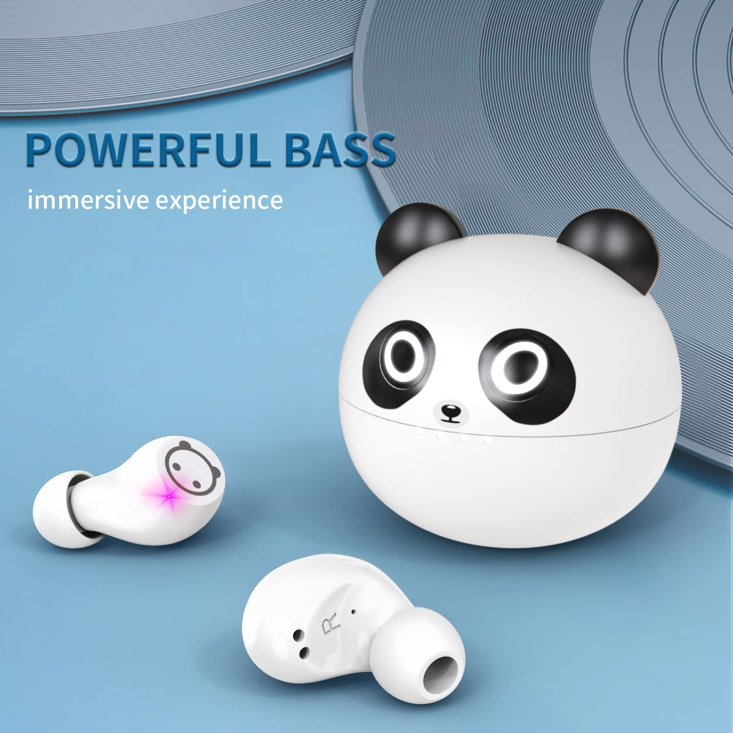 Panda Bluetooth Earbuds Wireless, IPX5 Waterproof Sports Earphones with Charging Case, Bass Sound & Touch Control, Built-in Mic for Calls - Perfect for Running, Gym, Workout & Daily Use