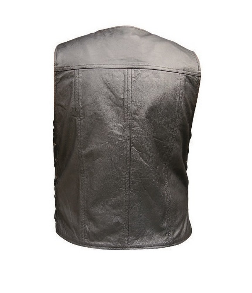 Men's AL2221 Denim Style Leather Vest - Black Size 56 | Motorcycle Jacket, Biker Outfit, Casual Wear for Men