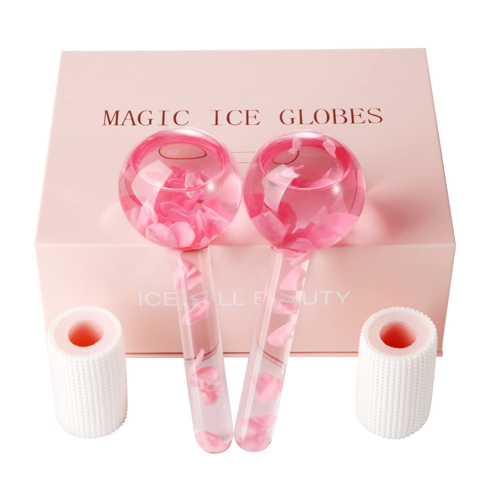 Facial Ice Globes for Skin Tightening & Puffiness Reduction - Hot/Cold Therapy Massage Balls to Improve Circulation & Reduce Dark Circles - Pink Ice Globes for Face & Eye Care - Perfect for Morning Routine, Spa Treatment & Post-Workout Recovery