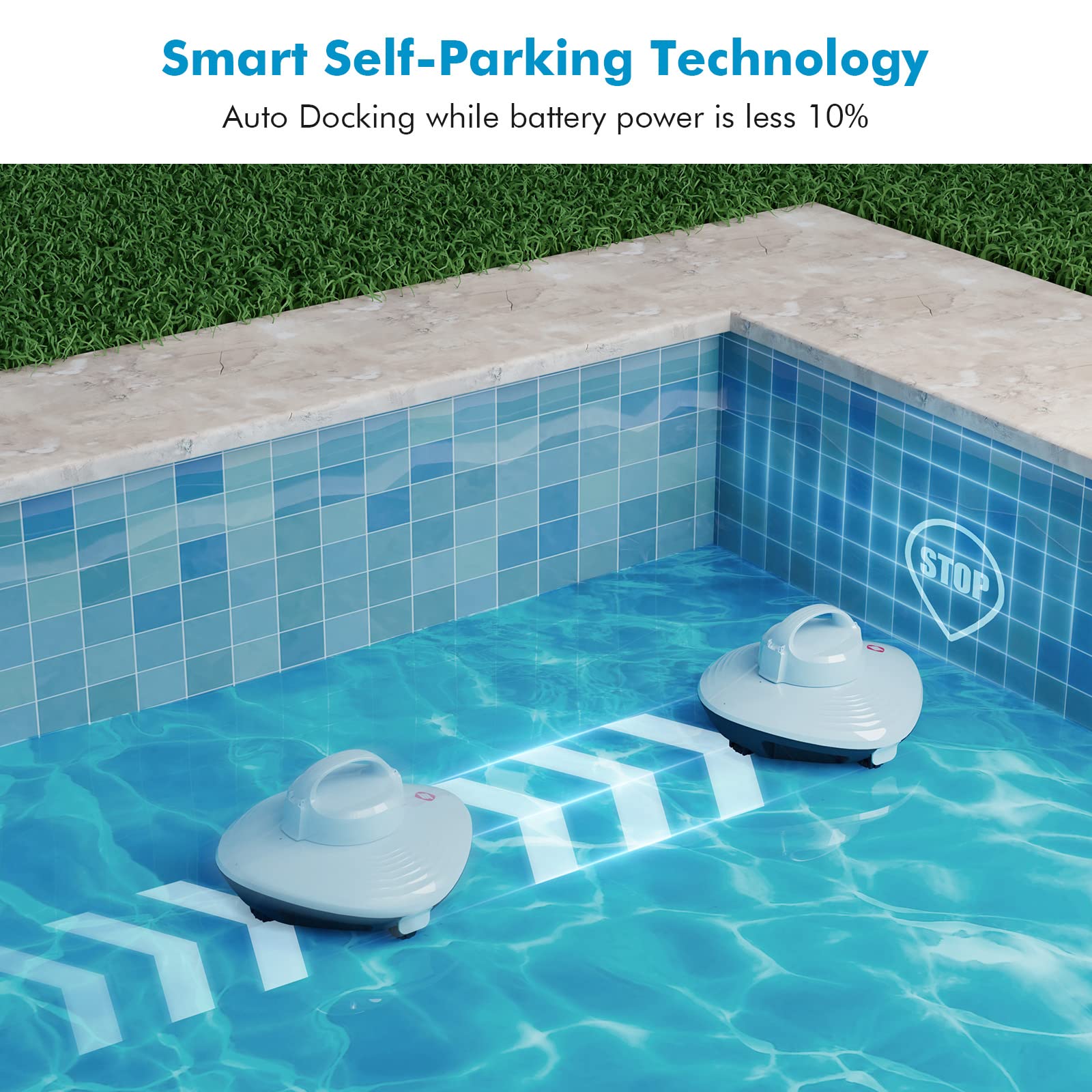 Hydrus Cordless Robotic Pool Cleaner for Above Ground Pools - Automatic Rechargeable Vacuum with 90 Min Runtime, Powerful Suction & Self-Parking - Ideal for Flat Swimming Pools up to 50Ft - Perfect for Weekly Pool Maintenance and Seasonal Cleaning
