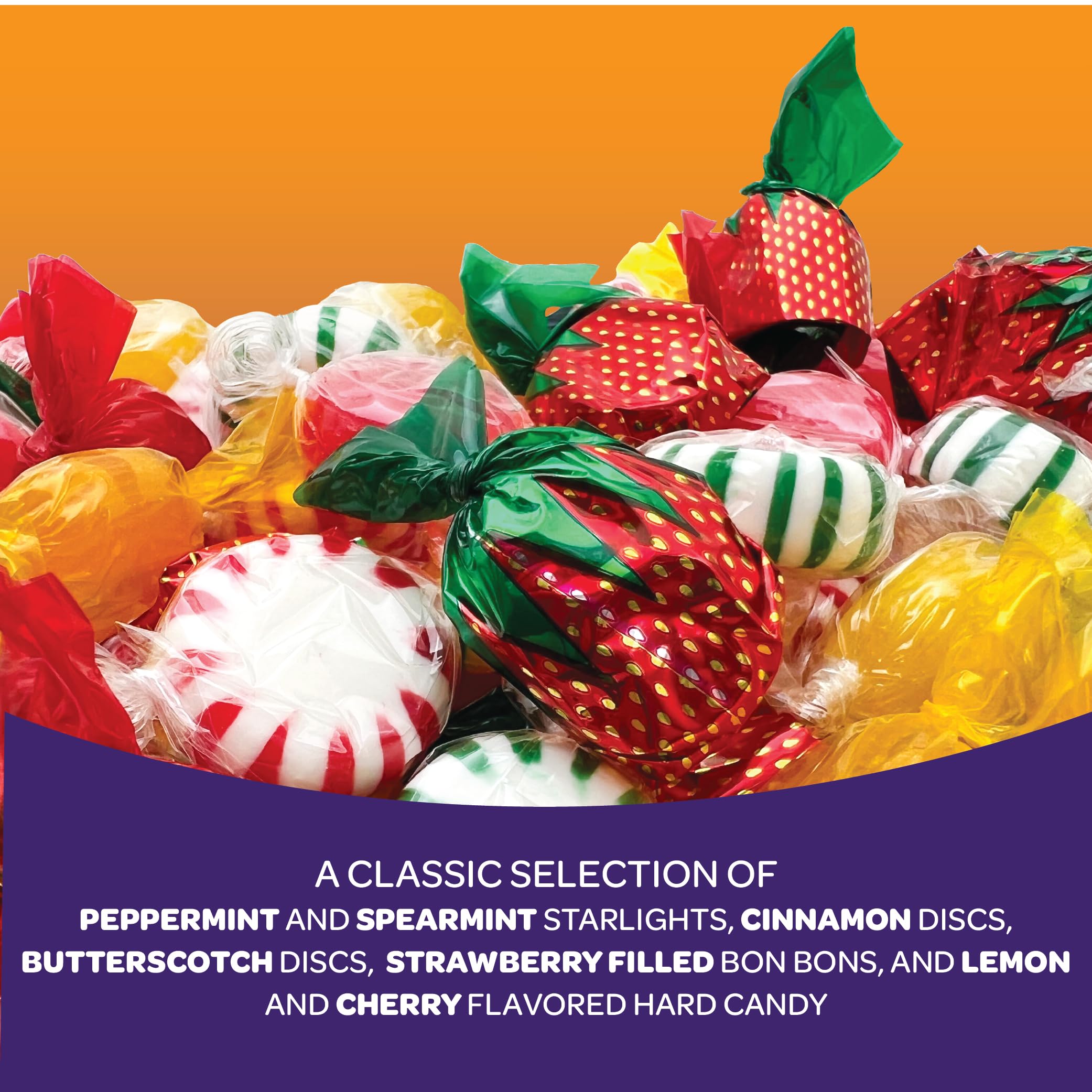 Old-Fashioned Hard Candy Assortment - 3 Pound Bulk Pack (225 Pieces) - Strawberry, Cinnamon, Butterscotch & Mixed Fruit Flavors - Perfect for Parties, Holidays, Office Treats & Gift Baskets