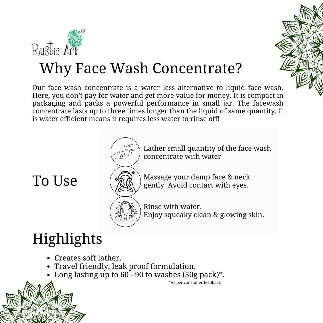 Organic Wild Rose Face Wash Concentrate for Normal to Dry Skin | Sulfate & Paraben Free Cleanser for Women & Men | 50g (Pack of 2) | Gentle Daily Facial Cleansing & Hydration
