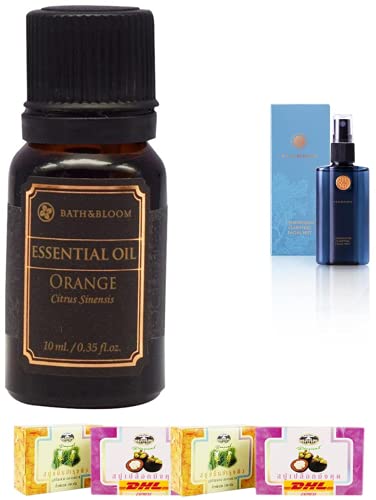 Set A43 Bath & Bloom Orange Essential Oil Harnn Cymbopogon Clarifying Facial Mist 60ml - DHL Express by ThaiGiftShop | Refreshing Facial Toner for Oily & Acne-Prone Skin | Free Tomato Facial Mask Included | Perfect for Morning Skincare Routine & Travel Essentials