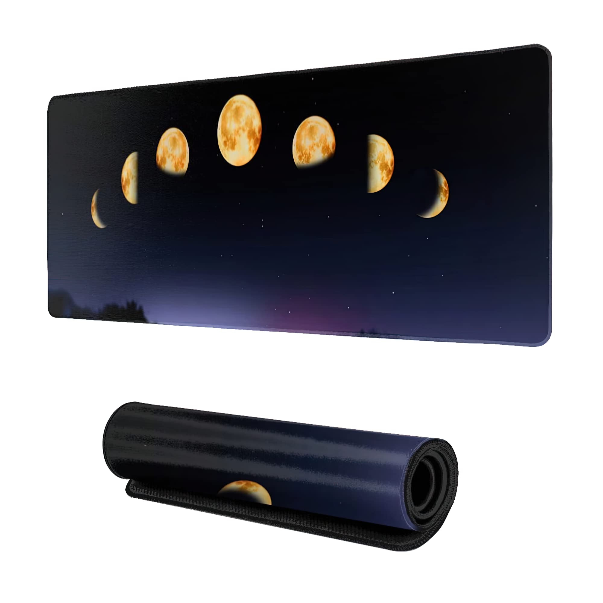 ZTHLL Moon Phases Gaming Mouse Pad - XXL Extended Non-Slip Desk Mat (35''×15.7'') for Office & Computer with Stitched Edges | Perfect for Gaming, Work & Home Office Setup