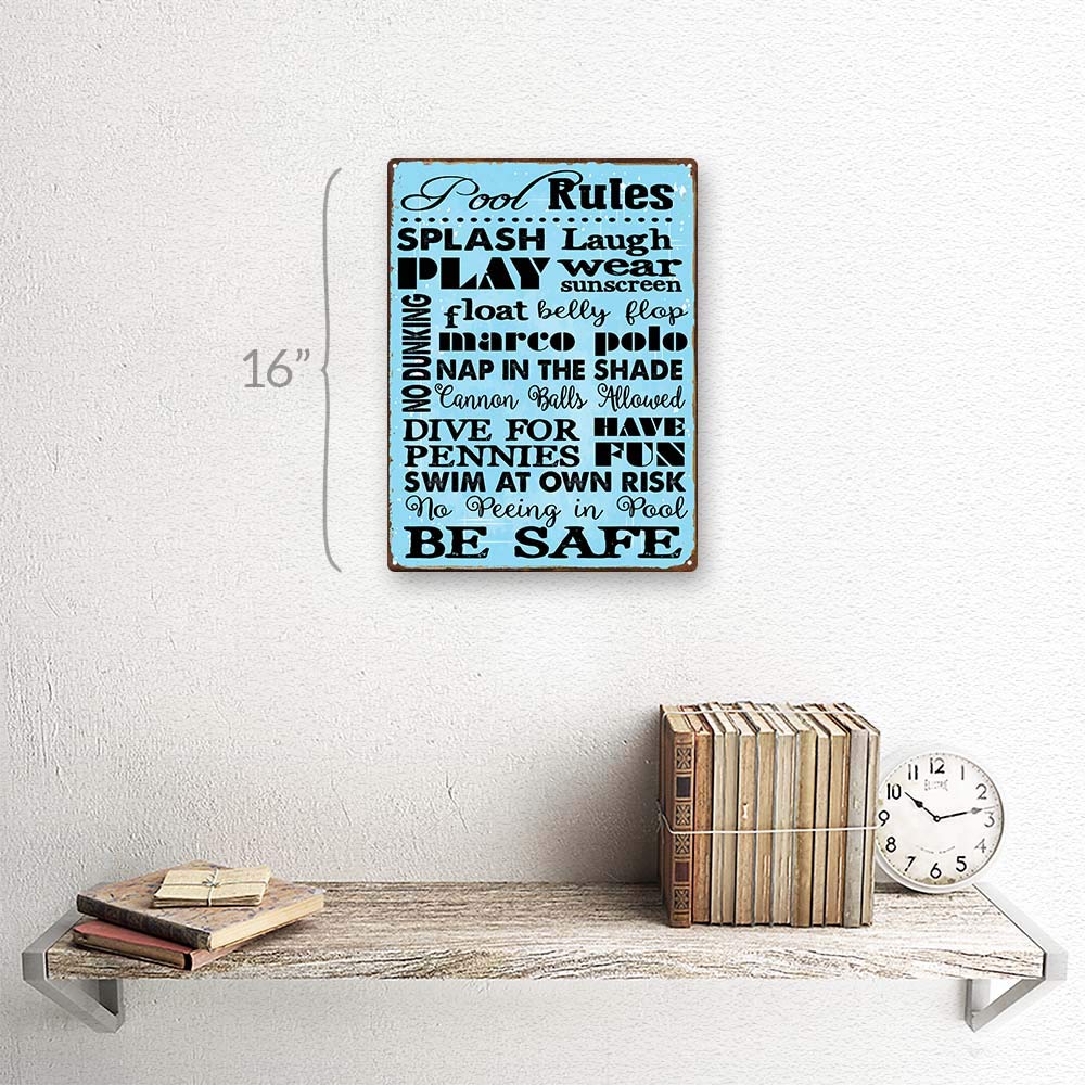 Rustproof HBA Sun Protected Pool Rules Metal Sign - 4-Year Fade Proof Guarantee - Motivational Swimming Pool Decor - Perfect for Backyard, Resort & Community Pools - Weatherproof Outdoor Signage