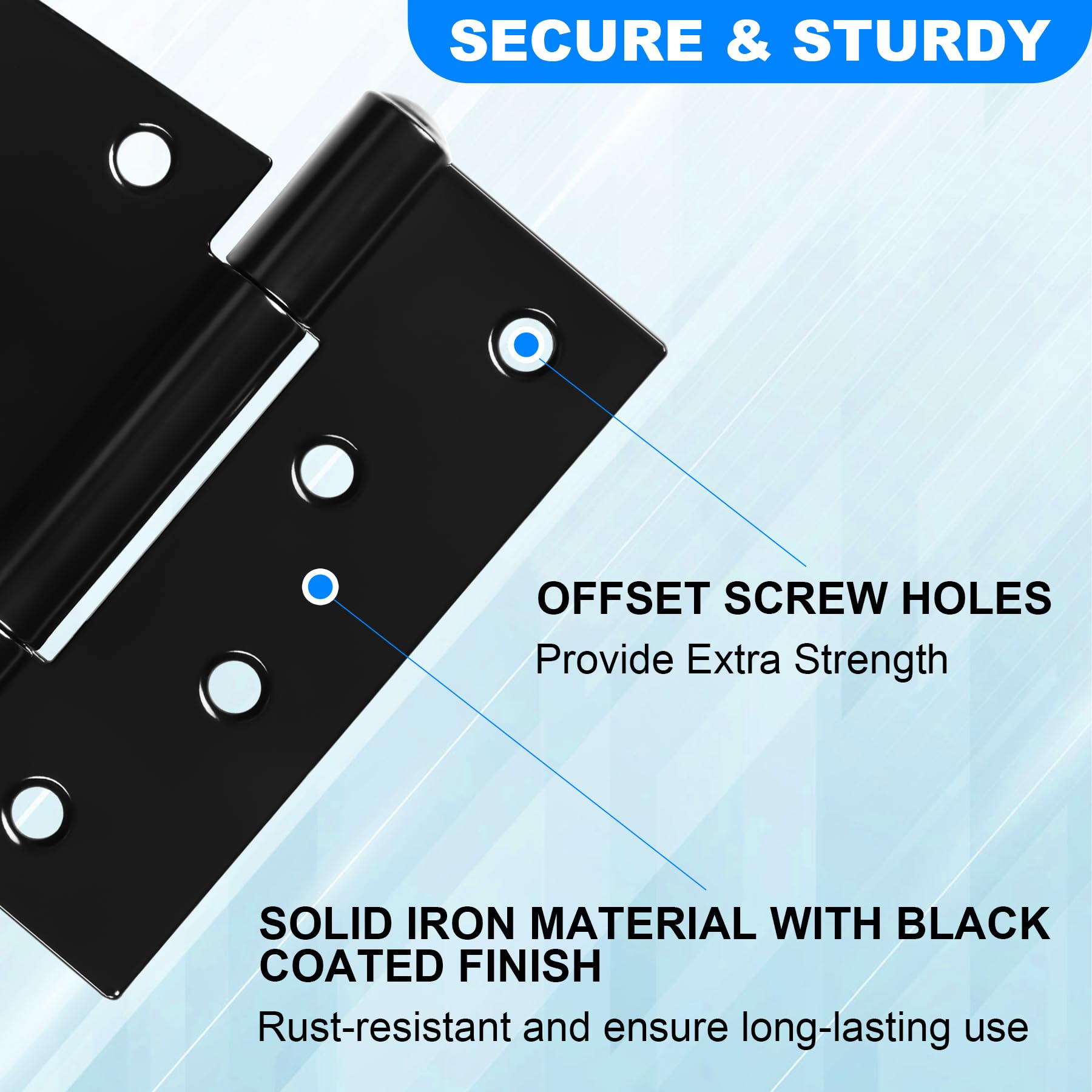 Heavy Duty 3.5 Inch Black Iron Gate Hinges - 6 Pack Industrial T Hinges for Barn Doors, Sheds & Wooden Fences | Extra Thick Outdoor Hinges with Screws Included | Perfect for Large Gates, Farm Entrances & Backyard Fencing