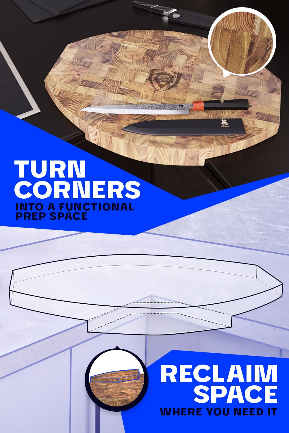 Premium Dalstrong Corner Counter Cutting Board - Extra Large 24