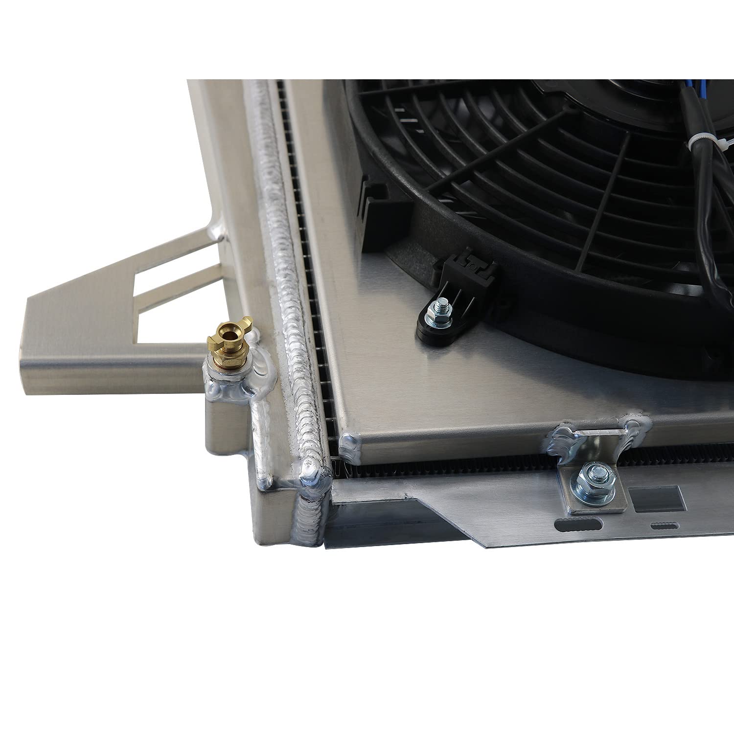 High-Performance 4 Row Aluminum Radiator for 1985-1996 Ford F150 F250 F350 Bronco - Complete Cooling Kit with Fan Shroud & Thermostat Relay - Perfect for Off-Roading, Towing & Hot Weather Driving