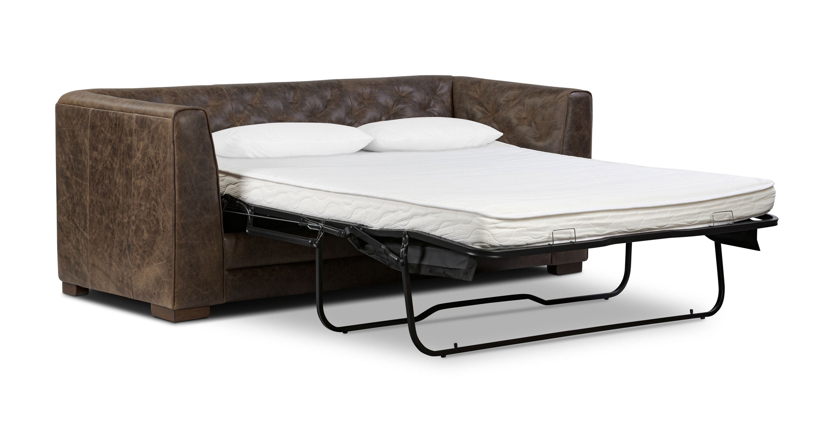 Essex 86 Leather Pull-Out Convertible Sleeper Sofa - Modern Leather Sofa Bed for Living Room, Guest Room & Small Spaces