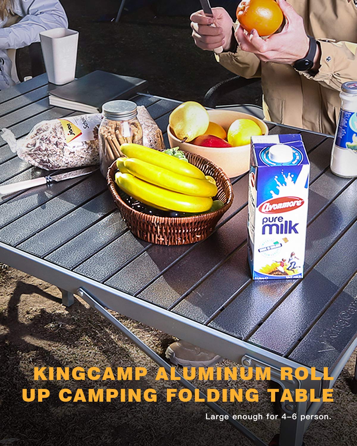 KingCamp Aluminum Folding Camp Table - Lightweight Portable Roll Up Outdoor Picnic Table for Camping, Hiking, Beach, BBQ & Tailgating - Perfect for Backyard Parties, RV Trips & Outdoor Adventures