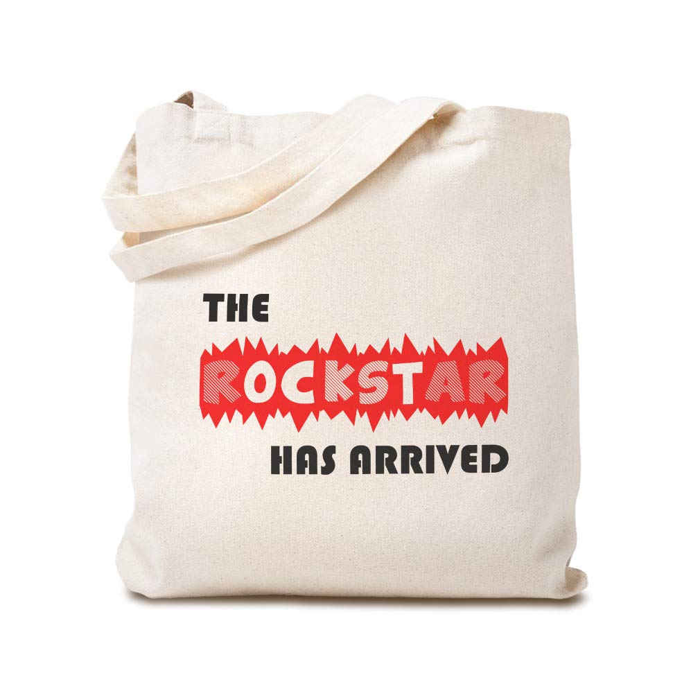 Custom Canvas Tote Bag - Reusable Eco-Friendly Shopping Bag with Funny 'The Rockstar Has Arrived' Design - Perfect for Beach Trips, Groceries & Kids Activities
