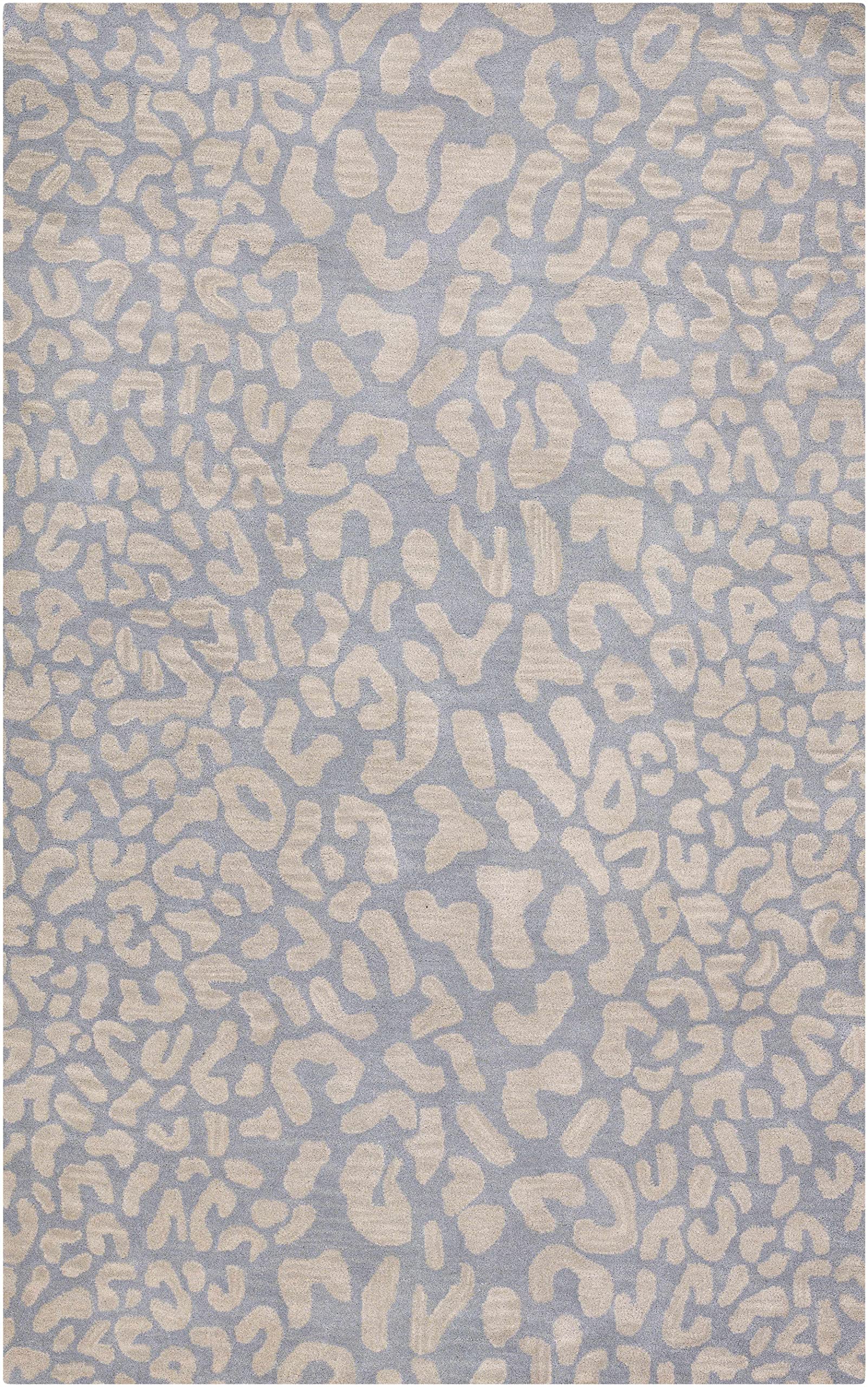 Hauteloom Curwensville Wool Area Rug for Living Room & Bedroom - Gray & Blue Hide, Leather & Fur Design - 6' x 9' - Soft & Durable Floor Decor for Cozy Home, Office or Nursery