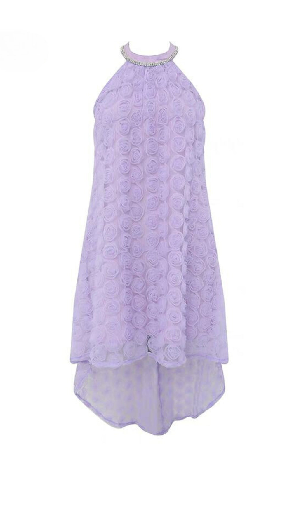 Elegant 3D Purple Rose Halter Neck Backless Midi Dress for Women - Perfect for Summer Parties, Weddings, and Special Occasions