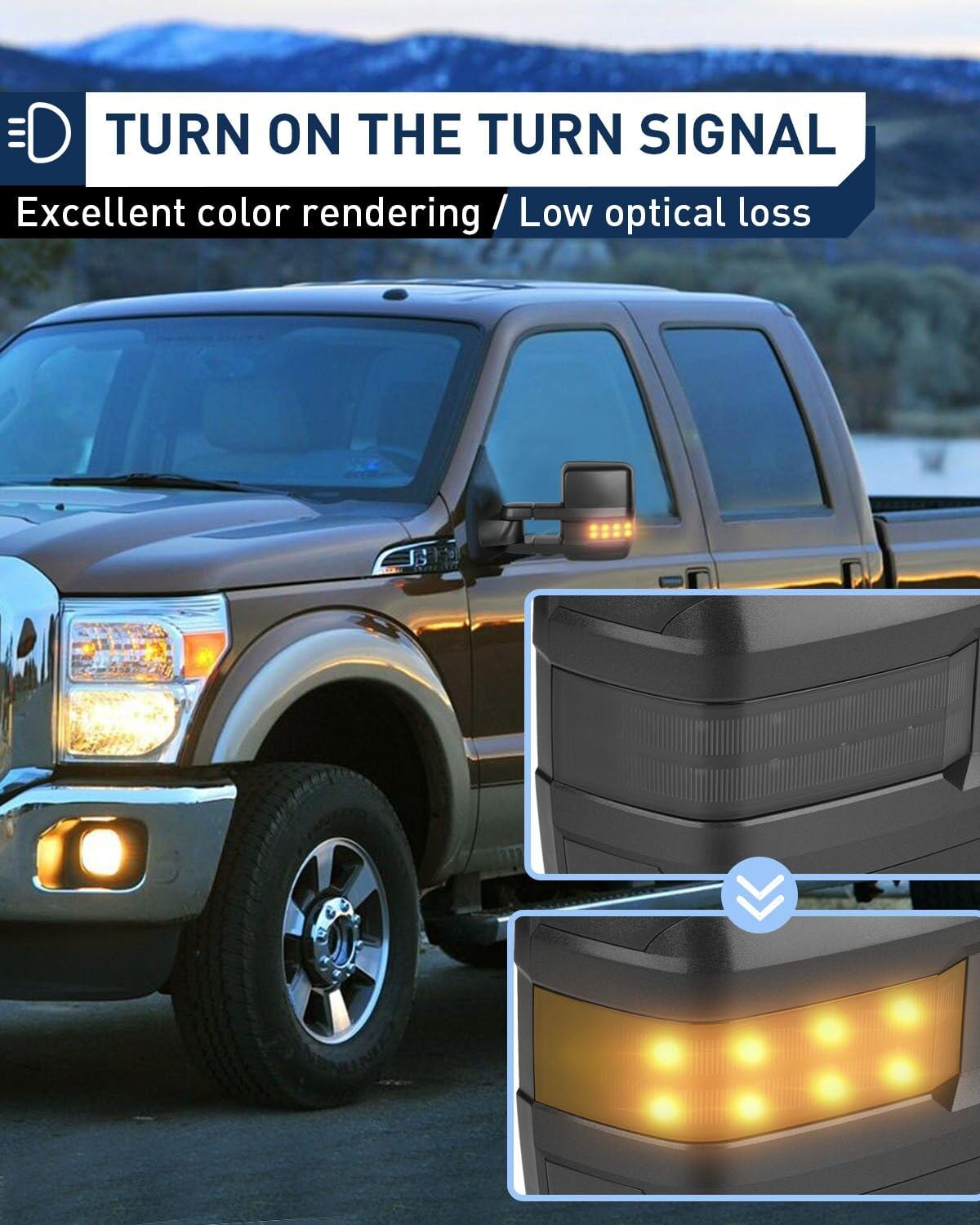 ECCPP Power Heated Towing Mirrors with LED Turn Signal & Puddle Light - Compatible with 2003-2006 Chevy Silverado & GMC Sierra Pickup Trucks - Left & Right Side Black Housing Mirrors - Perfect for Towing, Off-Roading & Night Driving