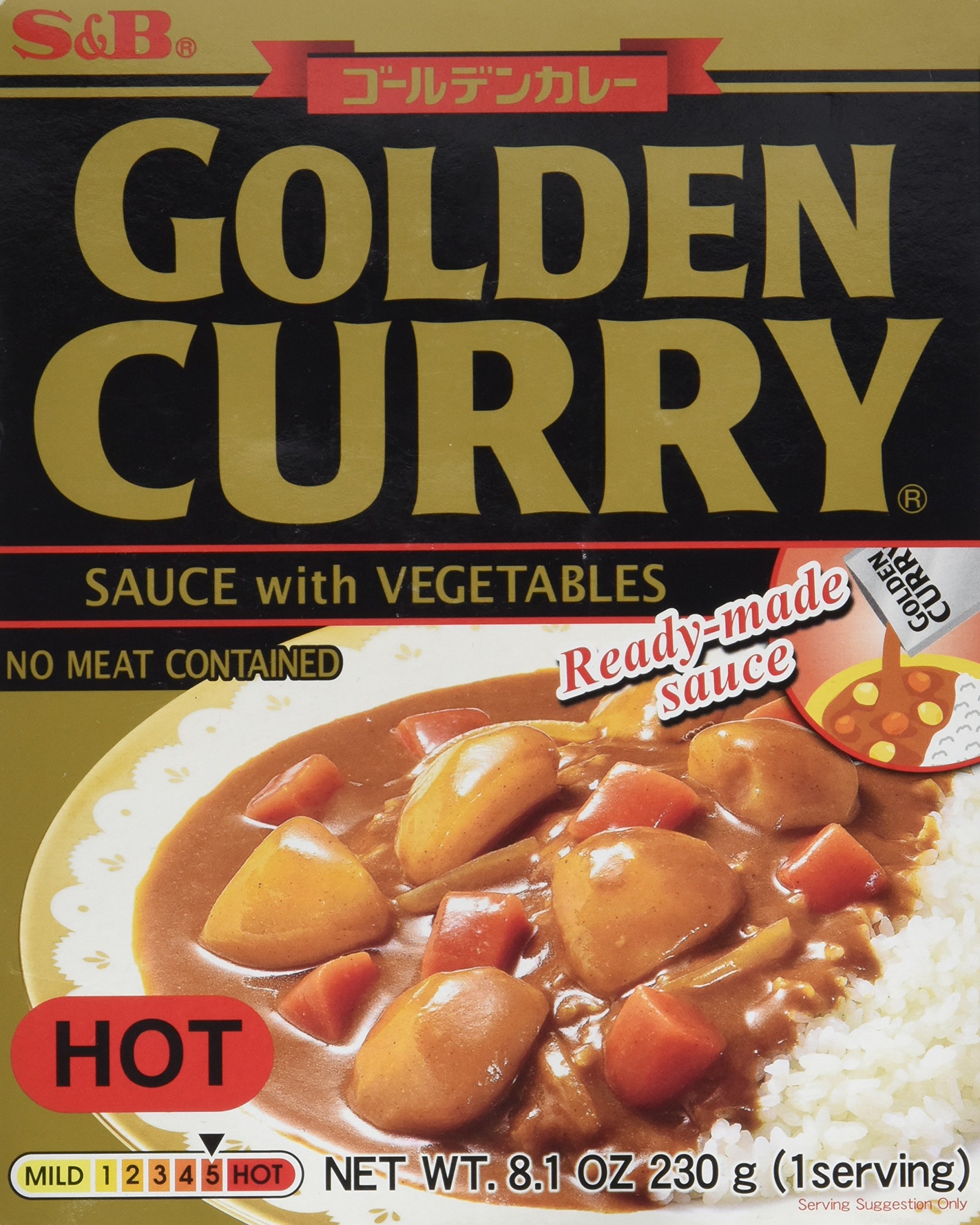 S&B Golden Curry Sauce with Vegetables - Hot & Spicy Japanese Curry Mix (8.1 oz) - Perfect for Rice, Noodles & Home Cooking