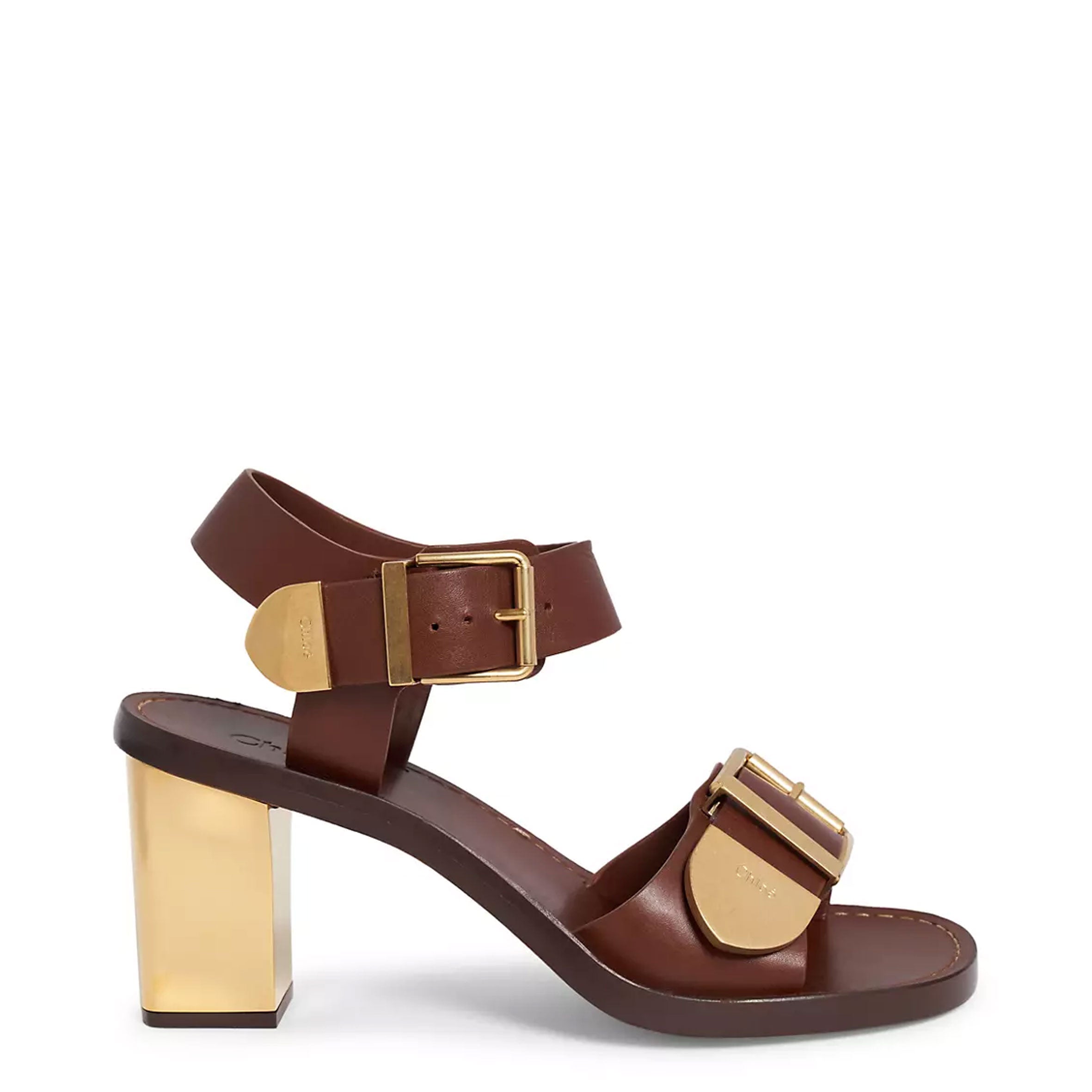 Rebecca Gold Heel Sandals - 70mm Brown Leather High Heels for Women | Perfect for Weddings, Parties & Evening Events