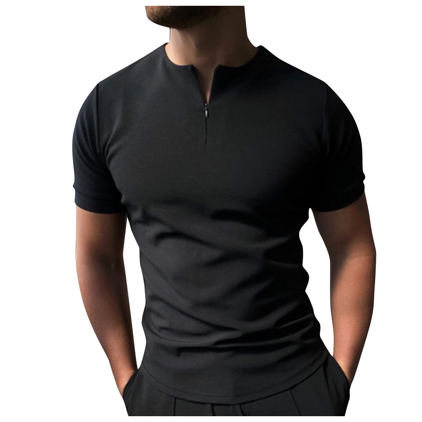 BEUU Men's Slim Fit Striped Short Sleeve Polo Shirt - Business Casual Workwear for Summer & Fall - Perfect for Office, Golf, and Weekend Outings