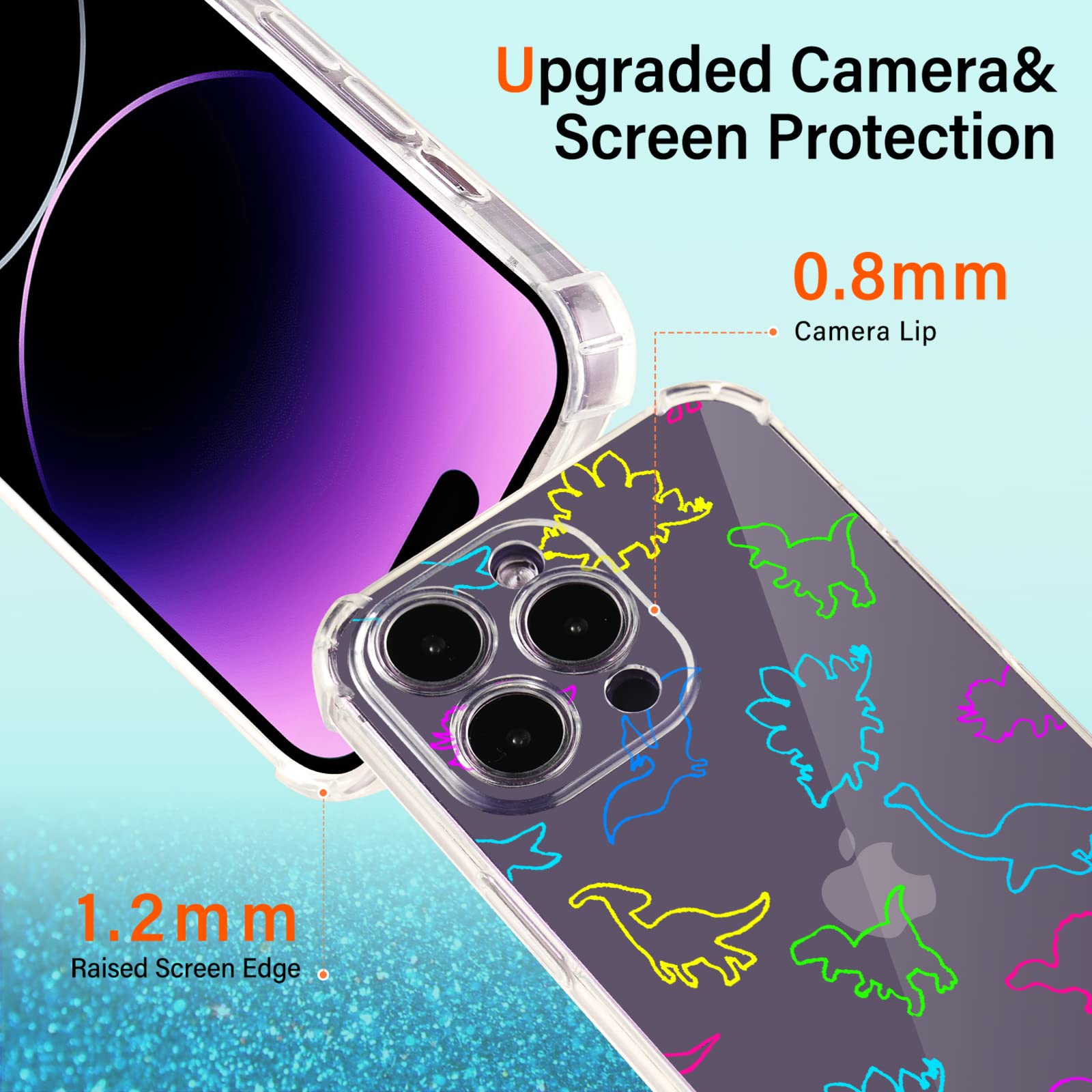 **Funny Dino Design iPhone 11 Pro Max Case - Rainbow Pattern, 6.6 ft Drop Protection, Soft TPU Cover with Screen Protector | Perfect for Kids, Dinosaur Lovers & Trendy Style**