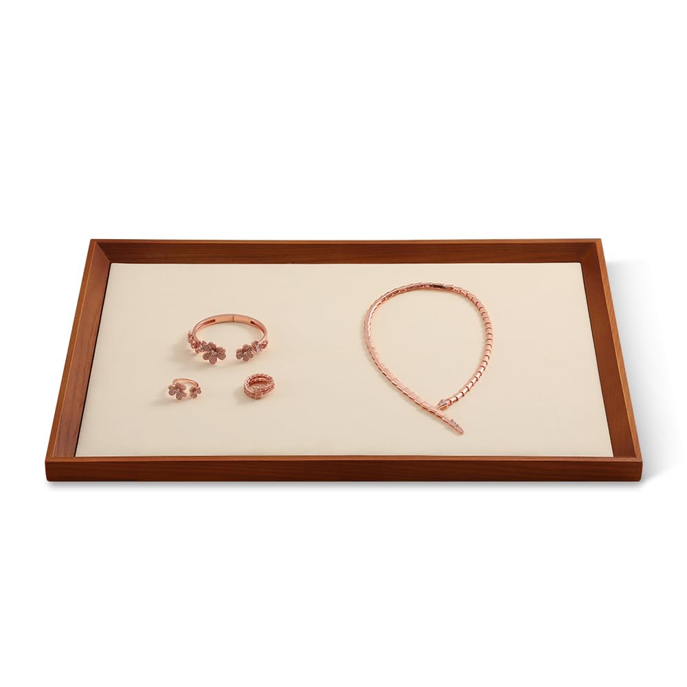 Premium Wooden Jewelry Tray Organizer - Large Luxury Watch & Jewelry Display Stand for Necklaces, Bracelets & Accessories | Perfect for Nightstand, Dresser & Vanity Organization