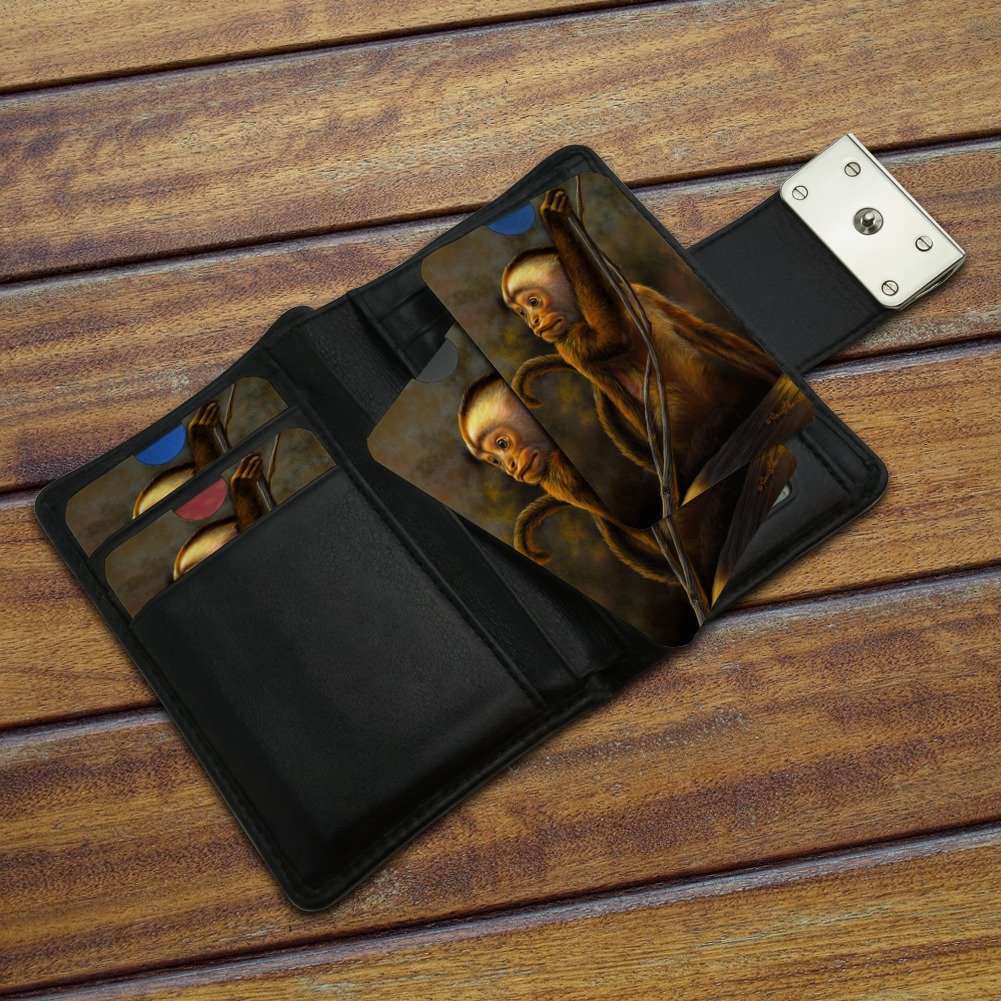 RFID Blocking Credit Card Holder Set of 4 - Capuchin Monkey Organ Grinder Design - Protect Cards from Skimming - Perfect for Travel, Shopping & Everyday Use