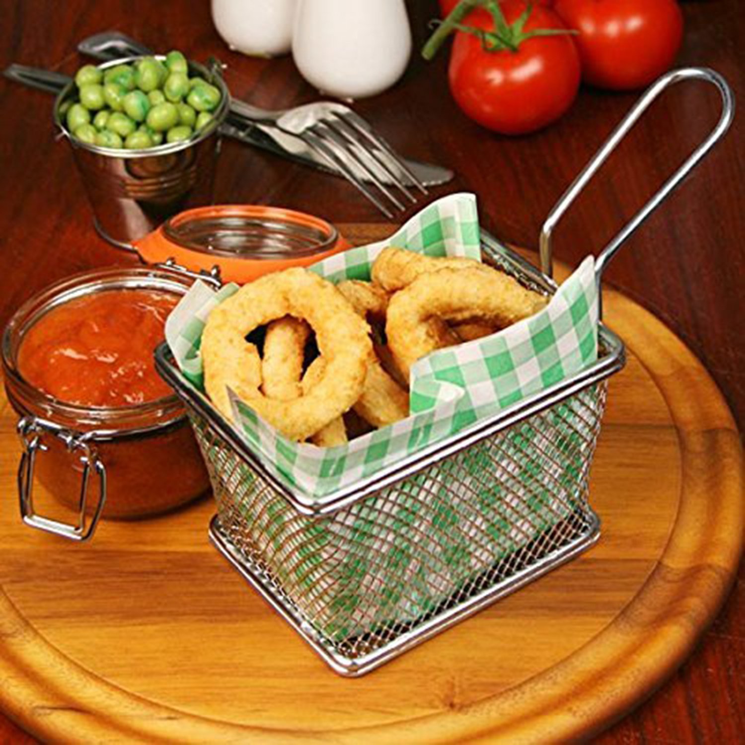 Premium Stainless Steel Fry Basket for Chips & French Fries - 5 Inch Large Cooking Strainer & Serving Tool - Ideal for Home Kitchens, Restaurants & Outdoor BBQ