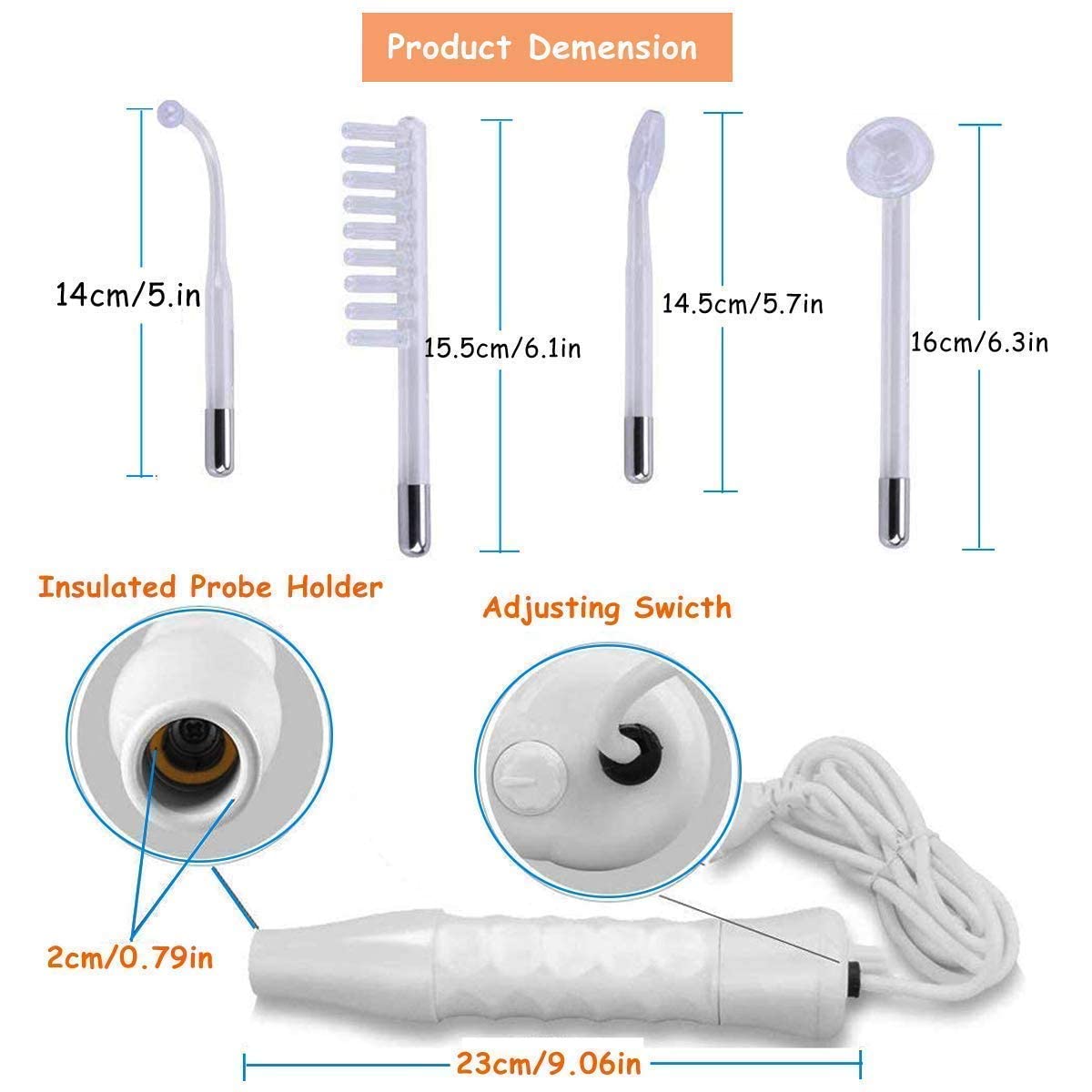KIYO High Frequency Therapy Machine - Portable Electric Facial & Hair Growth Massager for Acne Repair & Skin Rejuvenation | Home & Salon Use