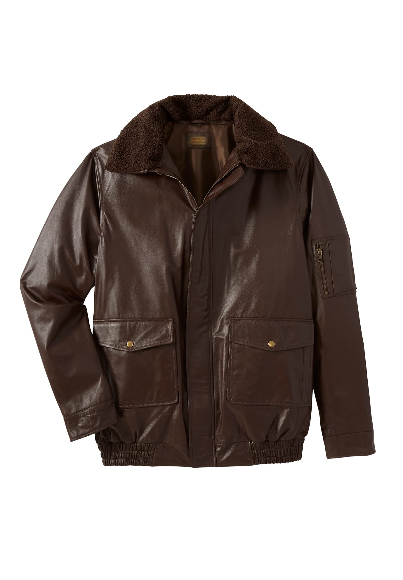 KingSize Men's Big & Tall Genuine Leather Flight Bomber Jacket - Warm Winter Aviator Coat for Casual & Outdoor Wear