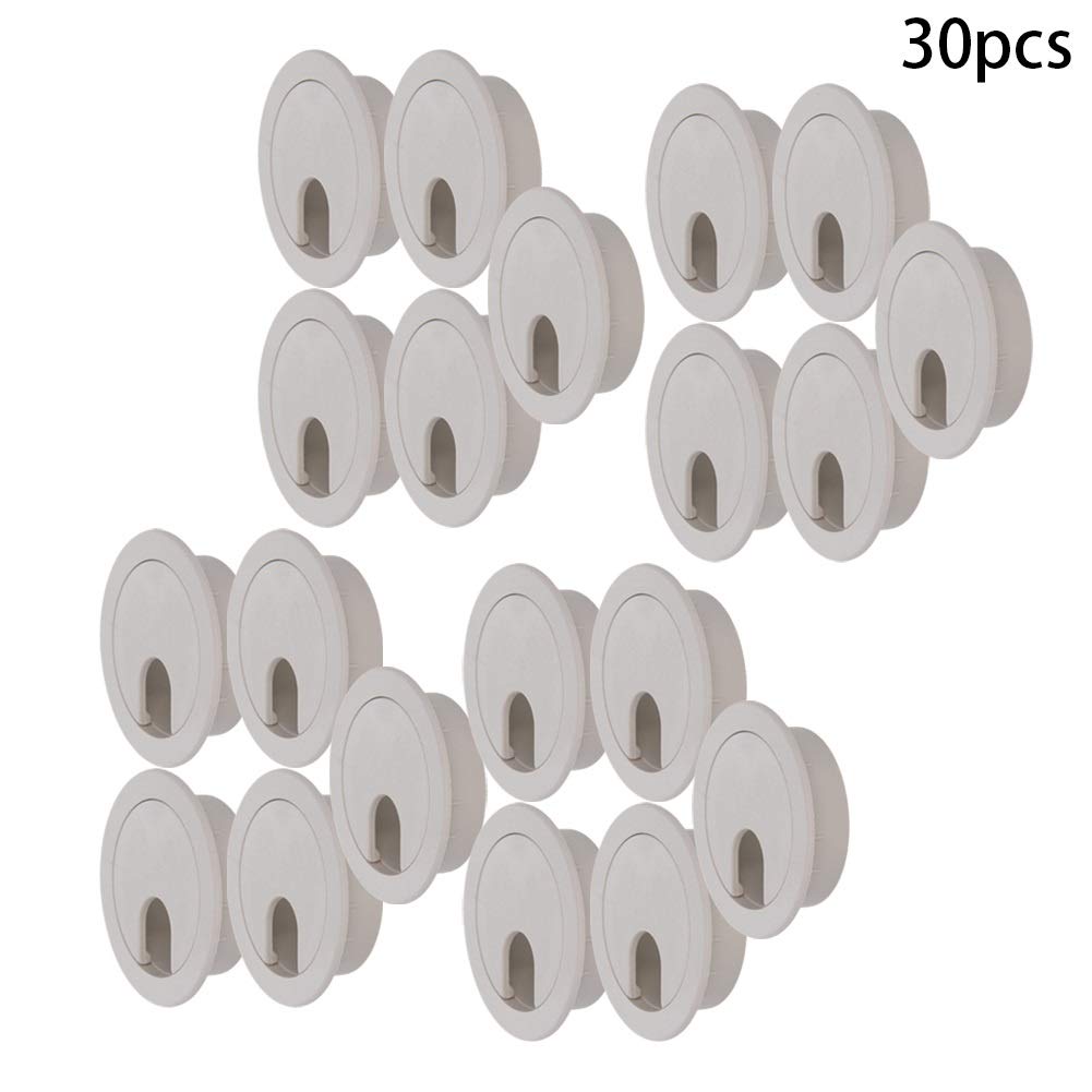 Aicosineg 30-Pack 1.38 Inch Plastic Cable Hole Cover, Desk Grommet for Wire Management - Office & Home Use, Cord Organizer, Grey (Perfect for Computer Desks, Workstations, and Home Office Setups)