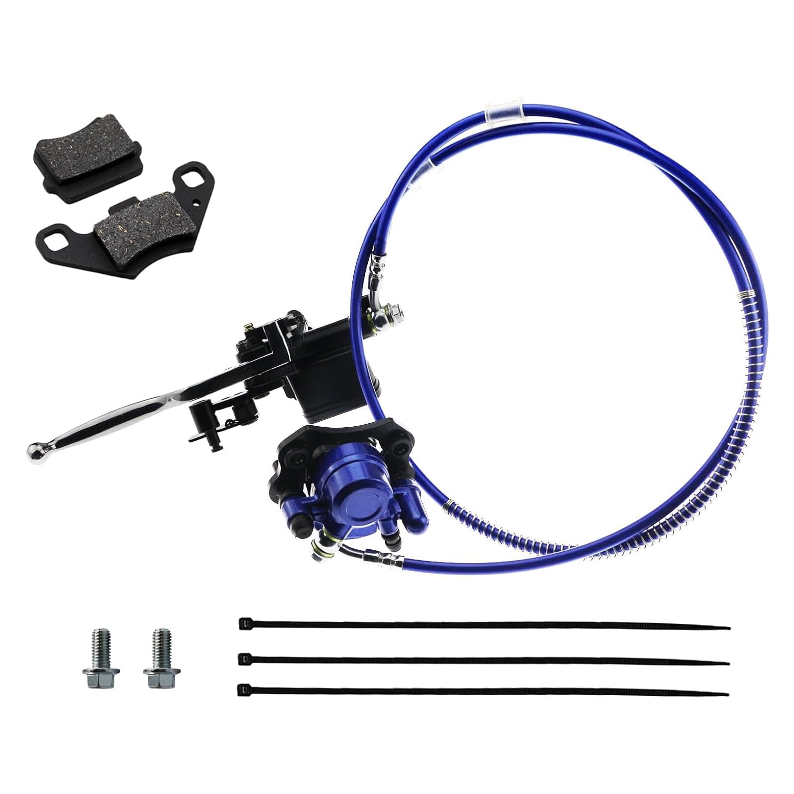 PRO BAT Rear Hydraulic Disc Brake System with Master Cylinder & Caliper - Compatible with 50cc 70cc 90cc 110cc 125cc ATV Quad Bikes - Includes Brake Pads (Blue) - Perfect for Off-Roading, Trail Riding & Dirt Bike Maintenance