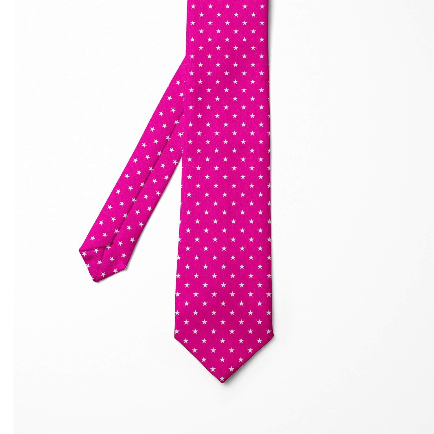 Ambesonne Women's Necktie - White Stars Design, 3.7