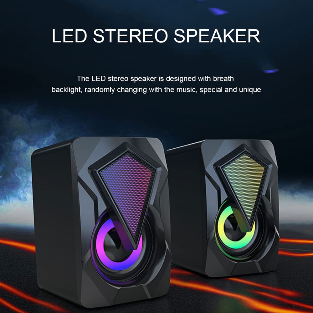 axGear USB-Powered 3.5mm Computer Speakers with LED Lights & Volume Control - Perfect for Laptop, Gaming & Home Office Setup