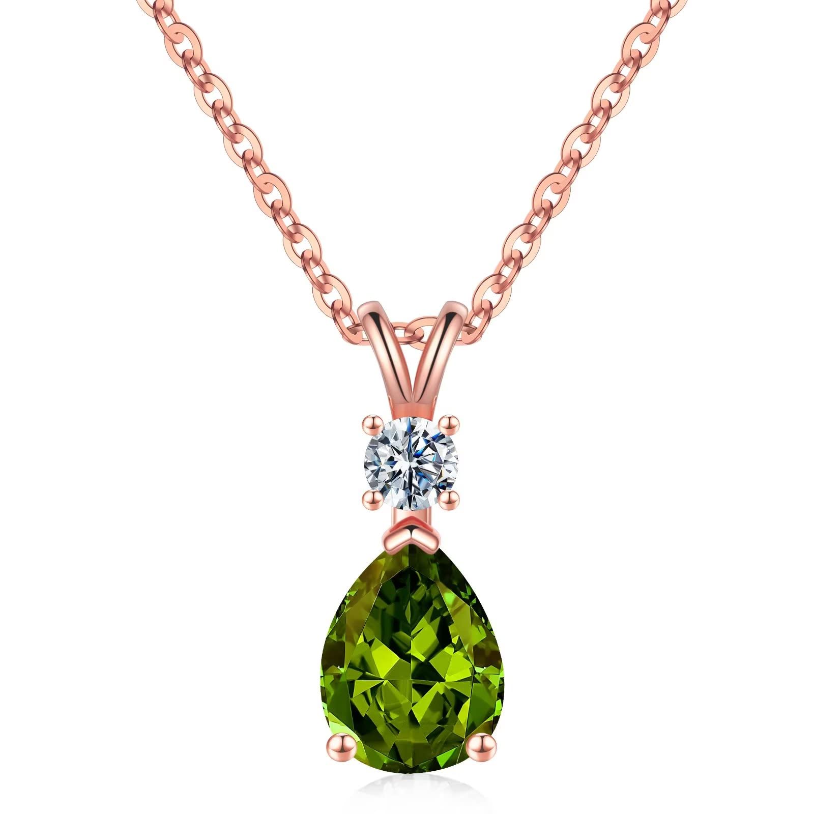 1.25 Ct Pear Birthstone Necklace for Women - 18K White Gold Plated S925 Sterling Silver with Genuine/Created Gemstone - Elegant Birthday Gift for Her, Perfect for Anniversaries, Valentine's Day & Special Occasions