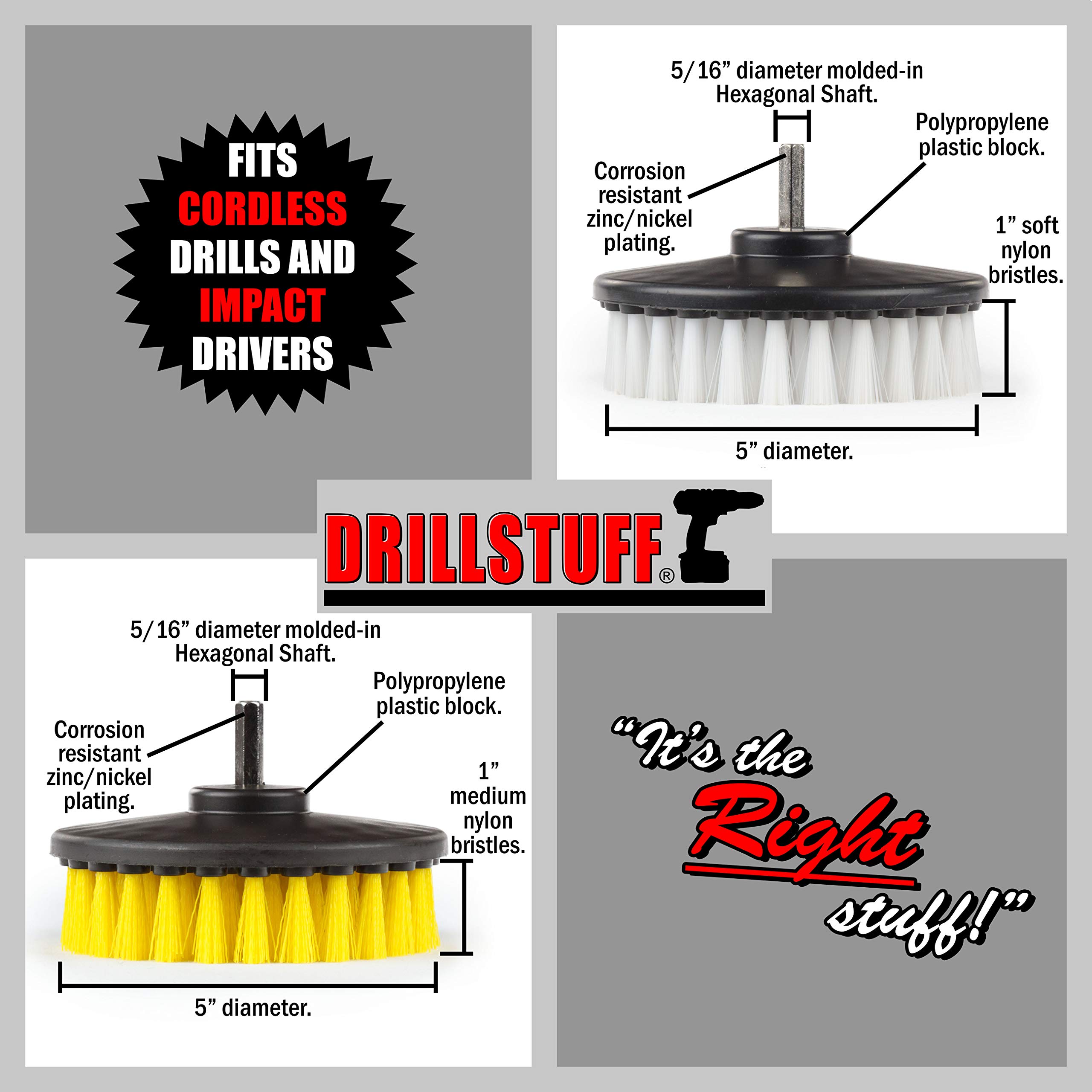 Best Drill Brush Cleaning Kit for Bathroom & Shower - Glass Cleaner, Hard Water Stain Remover & Grout Cleaner - Perfect for Shower Doors, Bathtubs, Sinks & Flooring - Includes Bath Mat & Carpet Accessories - Multi-Surface Spin Brush for Leather, Tiles & More