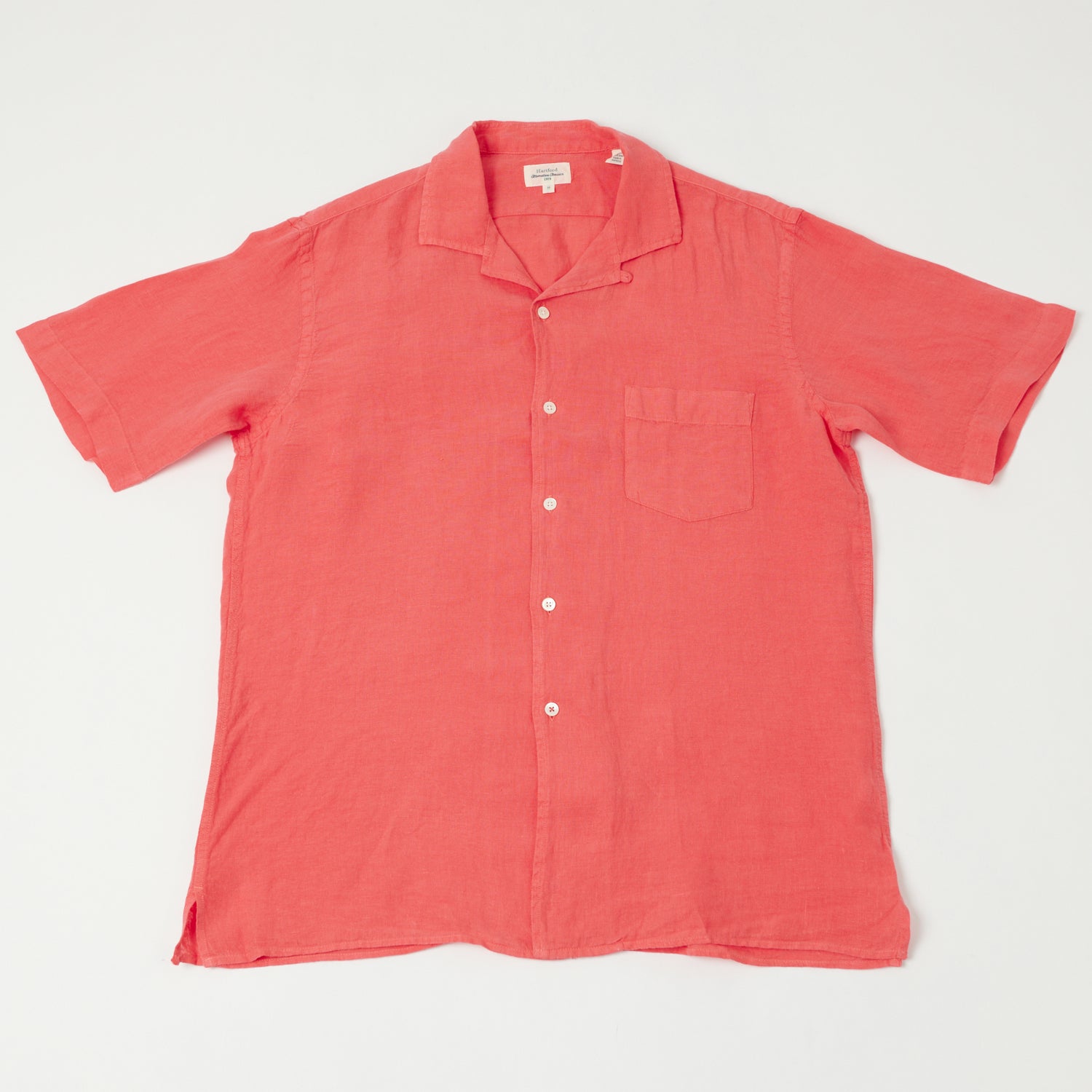 Hartford AZ04001 Men's Linen Short Sleeve Casual Shirt - Faded Red | Breathable Summer Shirt for Outdoor Activities & Beach Vacations