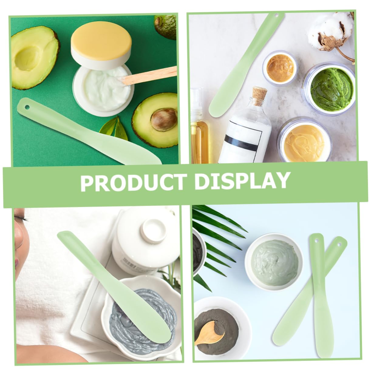 20pcs Reusable Green Makeup Spatula Set - Cosmetic Mixing Tool for Foundation, Lipstick & Cream Blending - Perfect for DIY Makeup, Salon & Professional Use