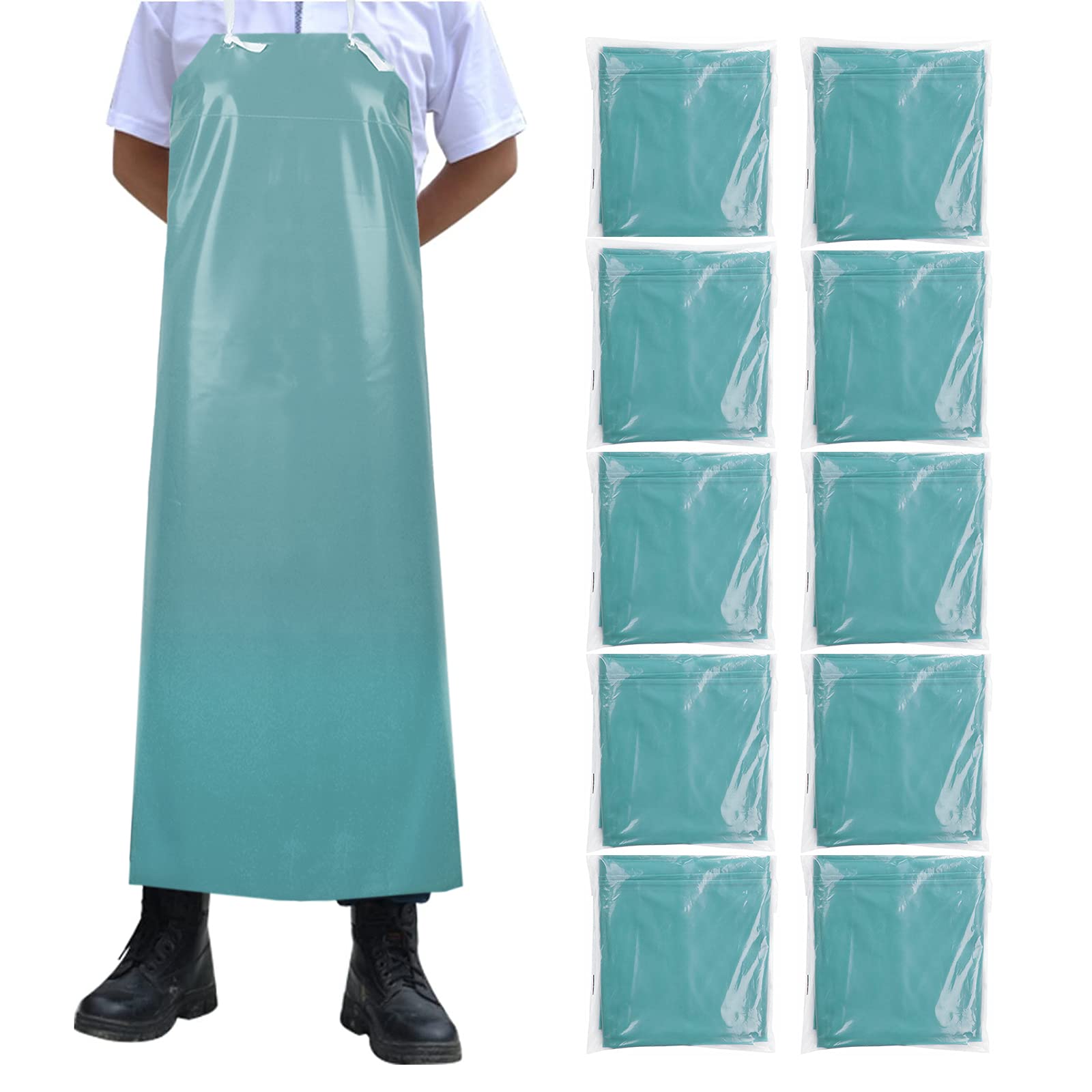 Surblue Waterproof Apron with Sleeves - Chemical & Oil Resistant, Anti-Corrosion Workwear (Pack of 10) - Ideal for Laboratory, Kitchen, Painting & Industrial Use