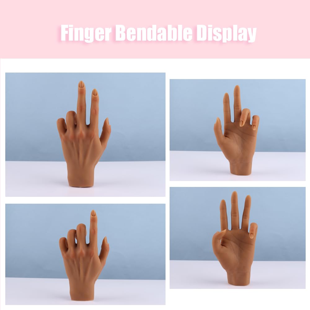 Professional Silicone Practice Hand for Acrylic Nails - Adjustable Mannequin Hand for Nail Art Training - Life-Size Fake Hand for DIY Nails, Beginners & Salon Artists - Perfect for Home Practice & Professional Nail Technician Training