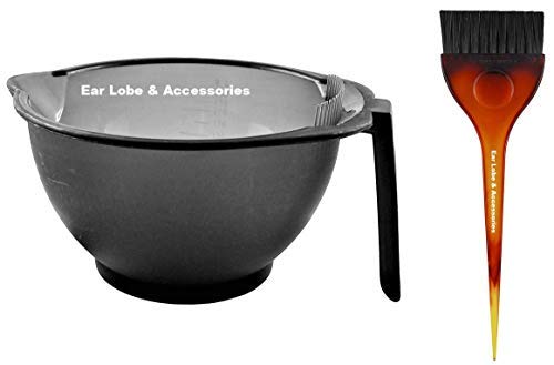 Professional Hair Color Mixing Bowl with Brush (325ml) - Black for Salon & Home Use - Perfect for DIY Hair Dyeing for Men & Women - Ear Lobe & Accessories Included